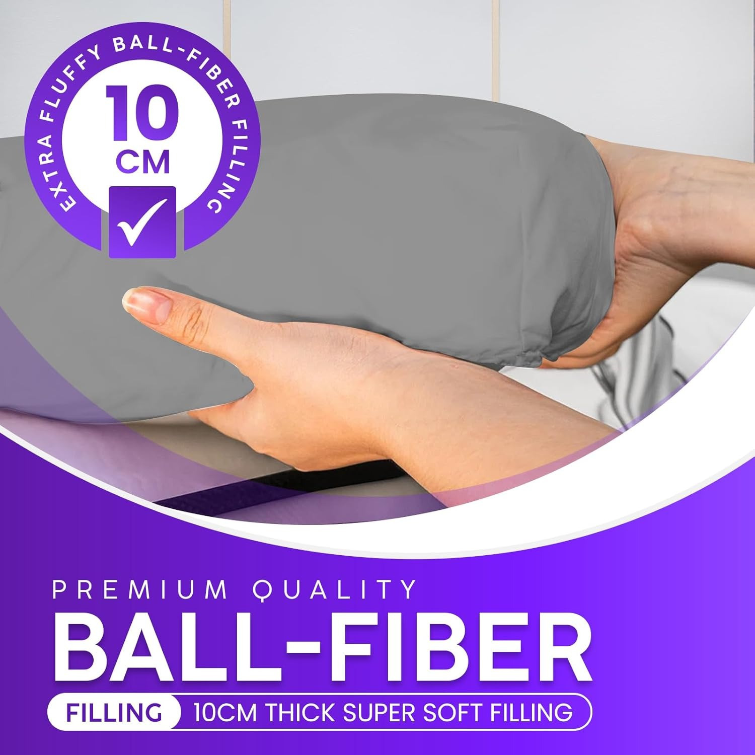 1pc Extra Thick Grey Mattress Topper, Overfilled with 10cm/ 4Inch Microfiber Filling with Deep Pocket, Plush Soft Pillow Top Mattress Topper Anti-Shift & Even Weight Distribution Single/Double/King/Super King All UK Bed Sizes