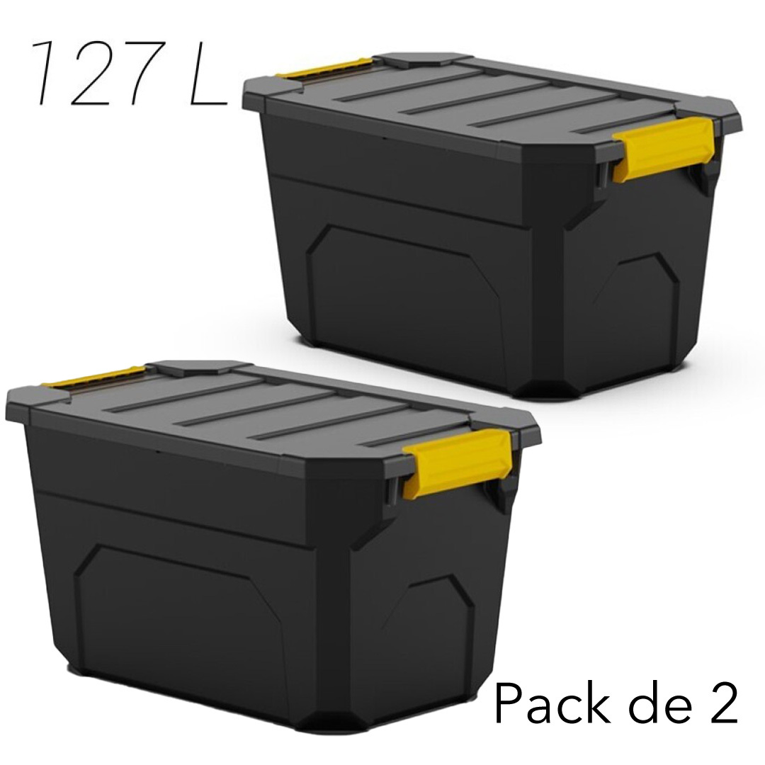 TEMU Pack de 2 Cajas Cargo Negra 127 Litros – Estanqueidad, Impermeable y Resistente