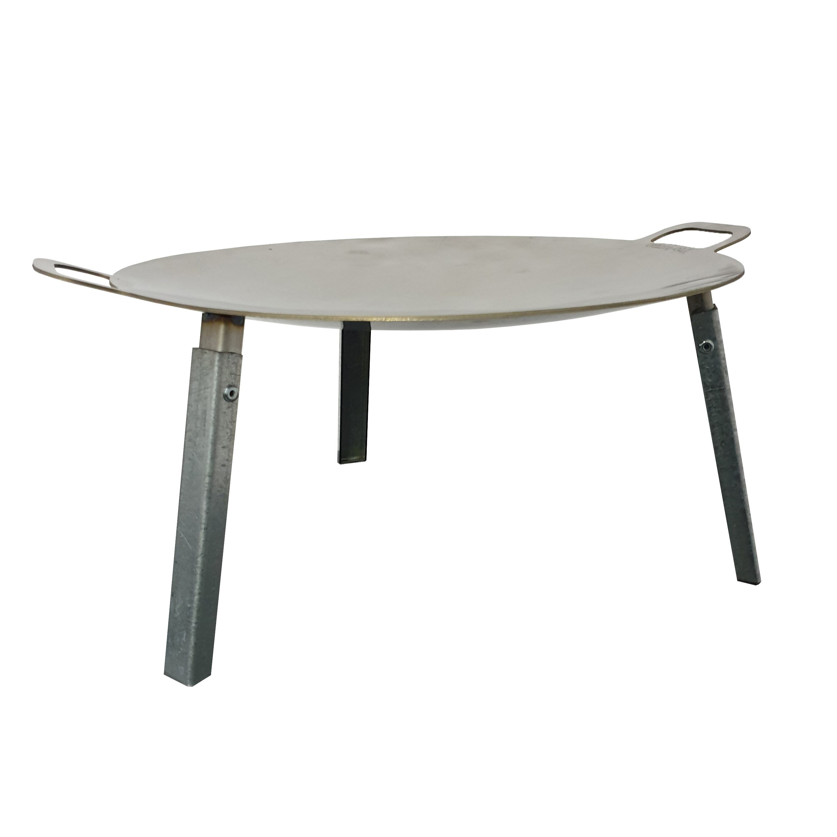 Image of Fire Plate With Foldable Legs - 3 Sizes (ø 40/ Cm) - 3 Mm Stainless Steel - Height 25 Cm - Outdoor Grill And Cooking Plate For Garden And Camping