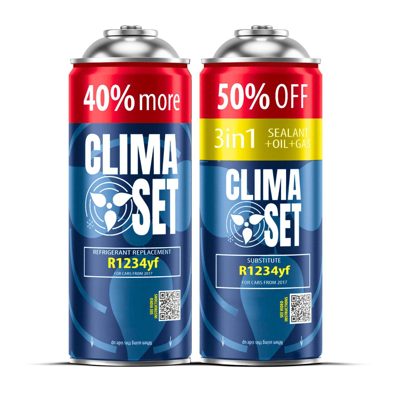 E-shop Set mit 2X R1234Yf XL Klimagerät-Klimaset für die Aufladung von Klimaanlagen in Autos, Öl, Dichtmittel, Gewinde in einer Mehrzweck-Dose, für