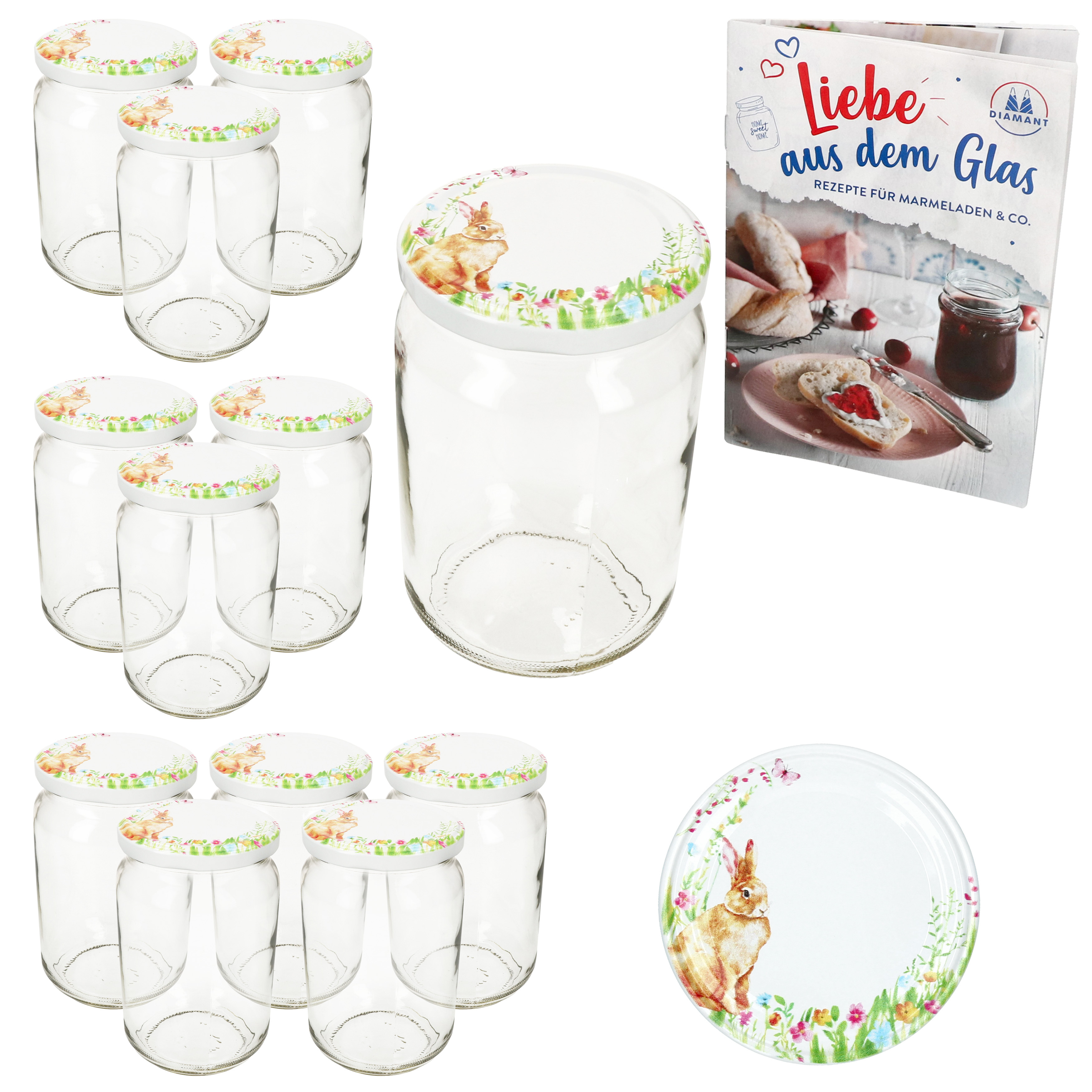 12-piece Set 720ml Drop Jar Canning Jar With Easter Joy Lid And Easter Booklet