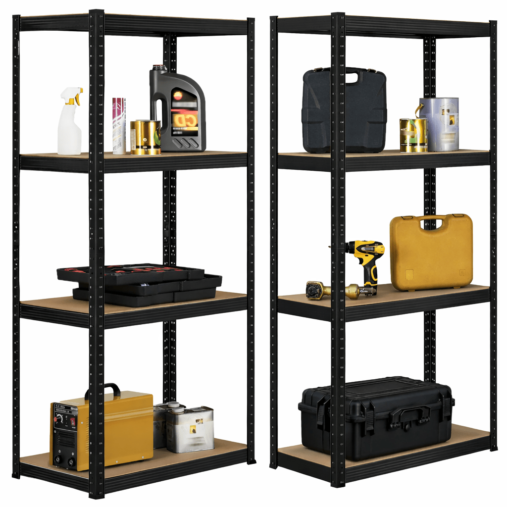 TEMU Set Of 2 Storage Shelves 150x75x30 Cm, Black Color, Screw-. Perfect For , Workshop, Storage Room, Pantry, Or Archive. Made Of And Mdf Boards,
