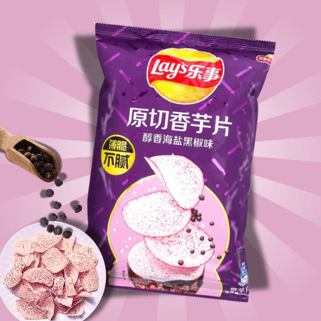Lay's Taro Chips Sea Salt & Black Pepper – Crispy Taro Chips With Sea Salt & Black Pepper, 60 G