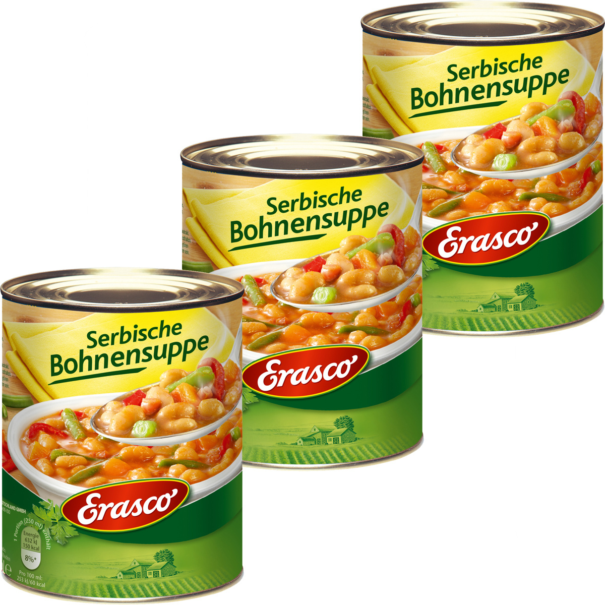 Erasco Serbian Bean Soup With Lots Of Good Vegetables 750ml 3-pack