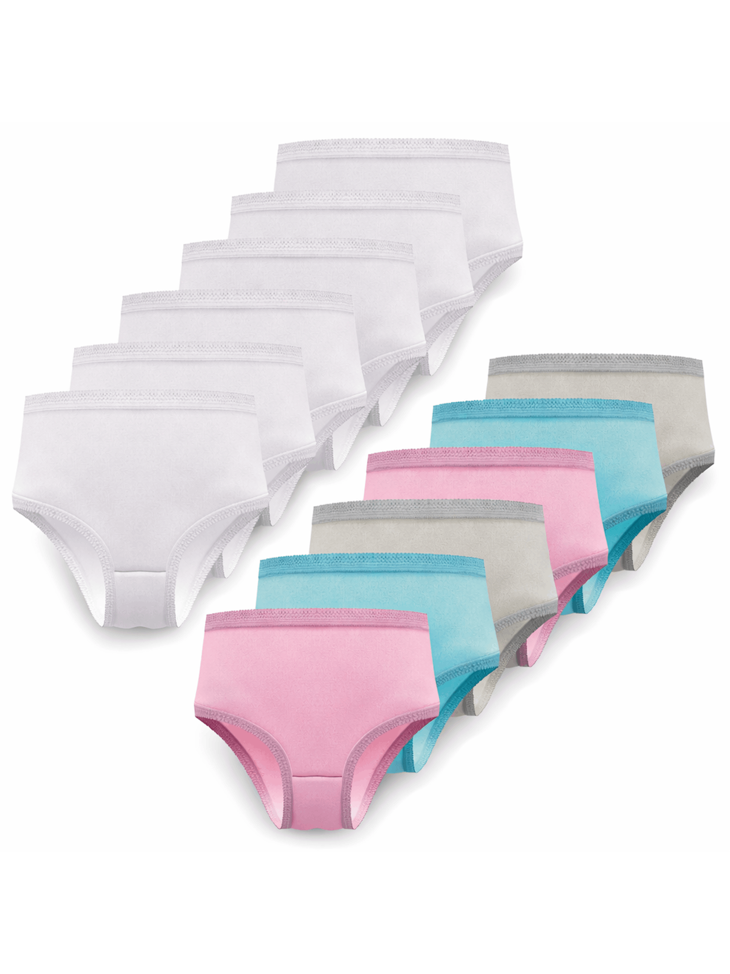 12 Pack Ladies Knickers 100% Cotton - Full Briefs for Women - Womens Knickers In White, Black, Pastel Colours, or Floral Print - Soft, Comfortable, Stretch Womens Underwear with Elastic Waist