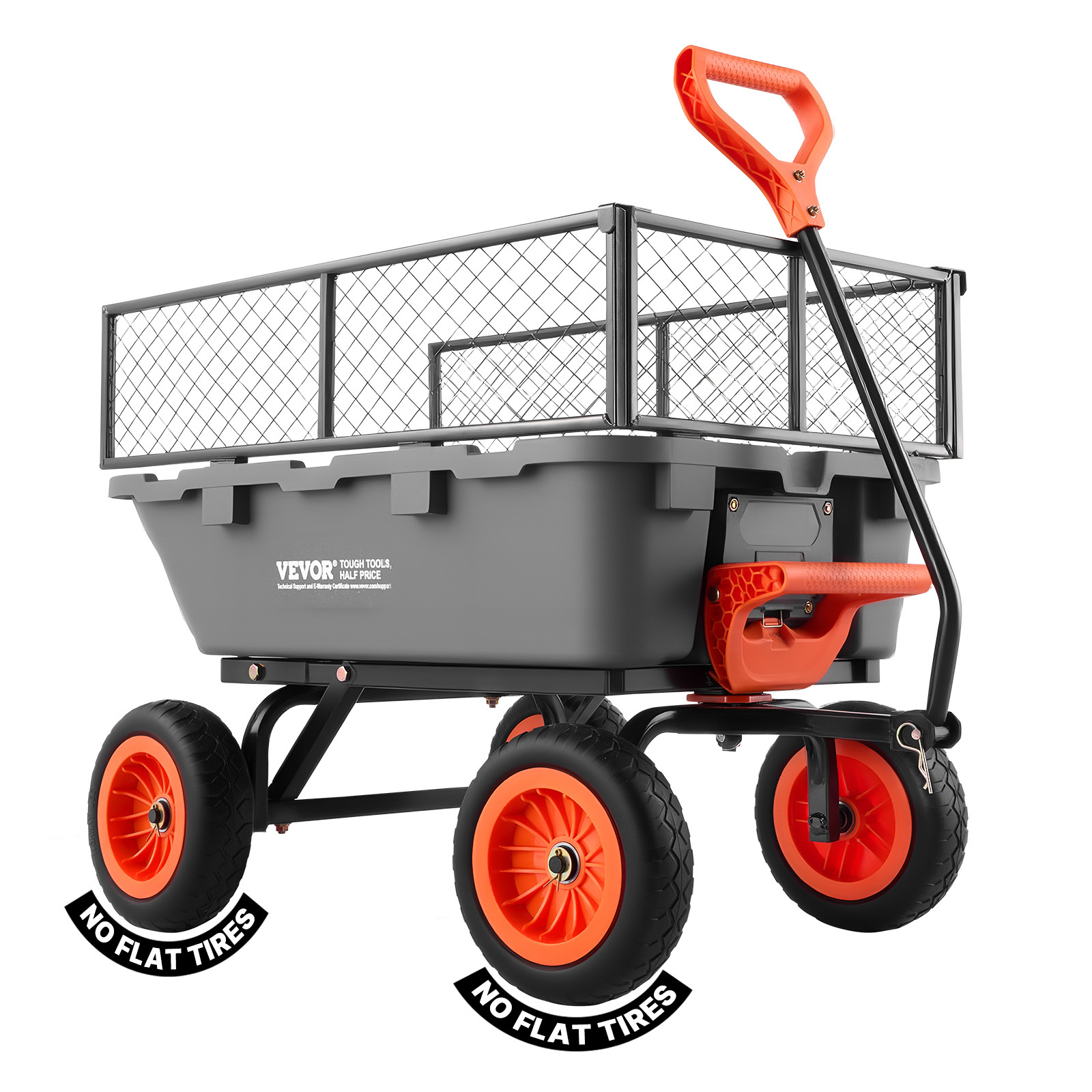 TEMU VEVOR Chariot de Jardin à Bennes, 362 kg Chariot de Jardin Polyvalent, Chariot de Jardin à Bennes avec Clôture de Rangement, Mécanisme de Rapide
