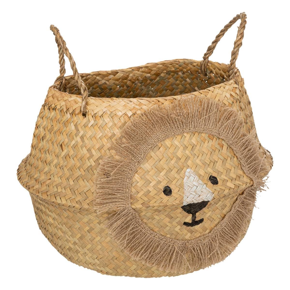 Lion Basket For Children In Reed 35cm