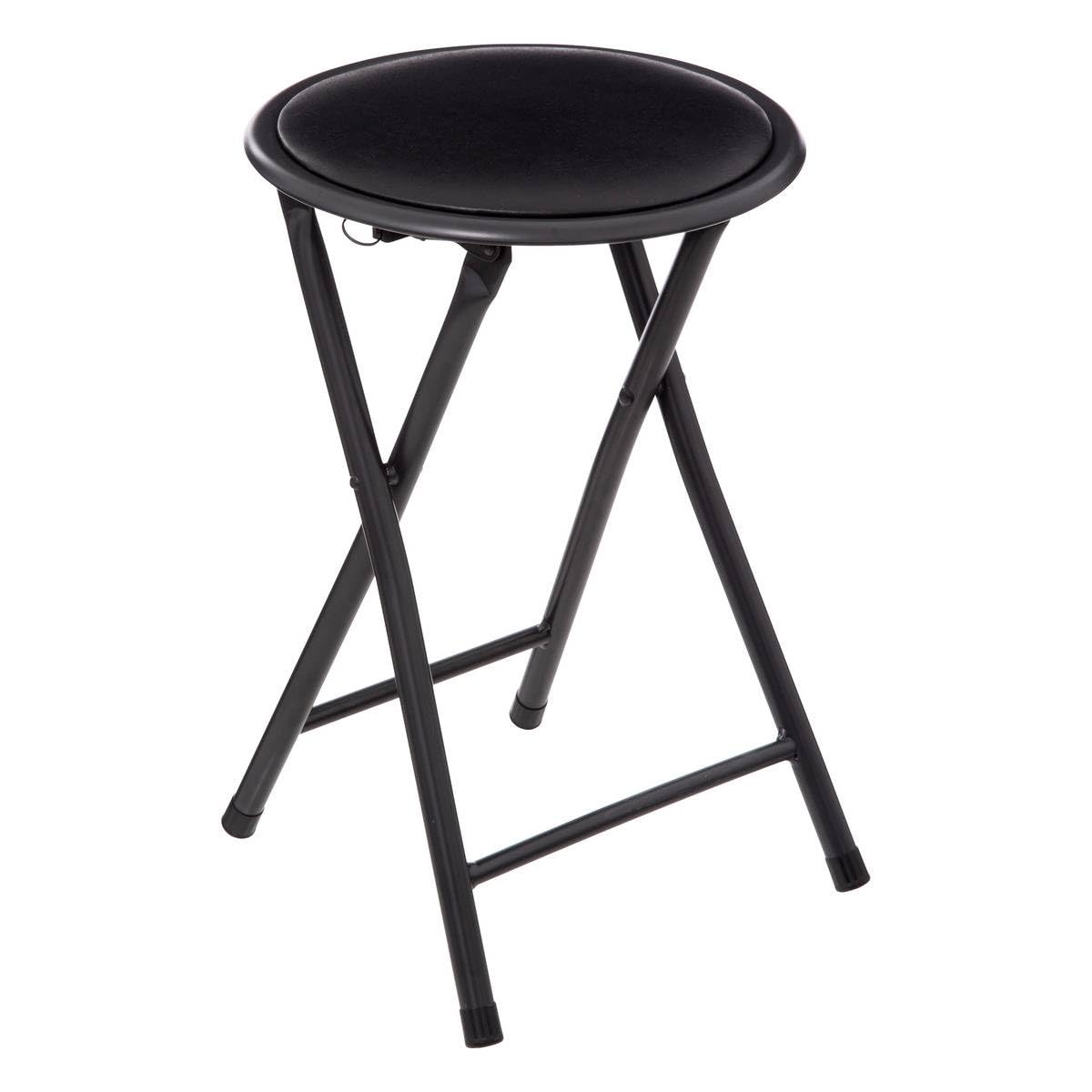 TEMU simply smart - Tabouret Pliant - Larges Tubes Solides en Acier - Assise Confortable - Goupille de Blocage - Salon, Cuisine, Chambre