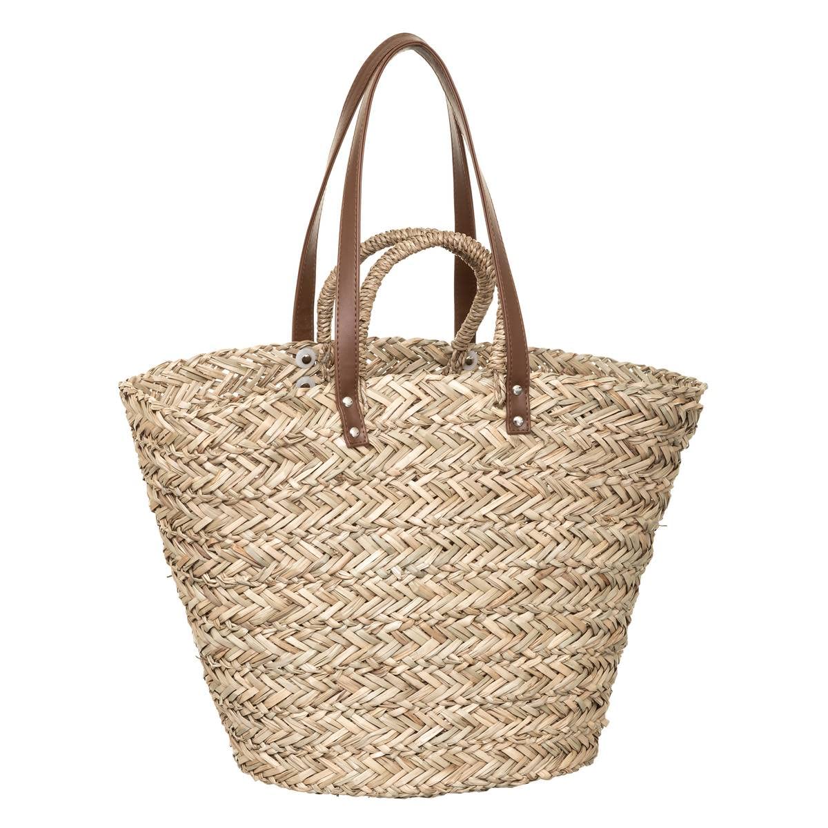 Wicker Shopping Basket With Handles – Large Capacity