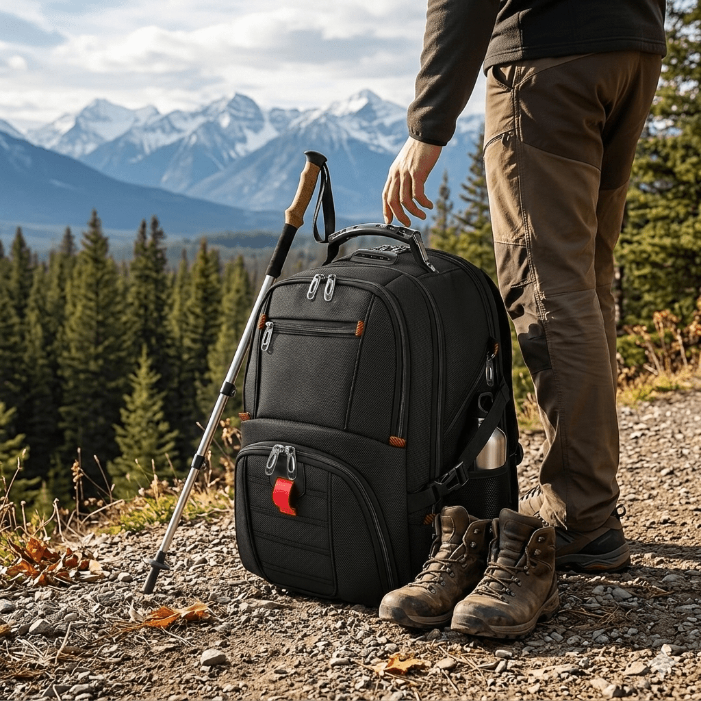 travel laptop backpack large 48  3 inch work computer rucksack for men tsa   backpack college business laptop bags for daily   and travel details 1