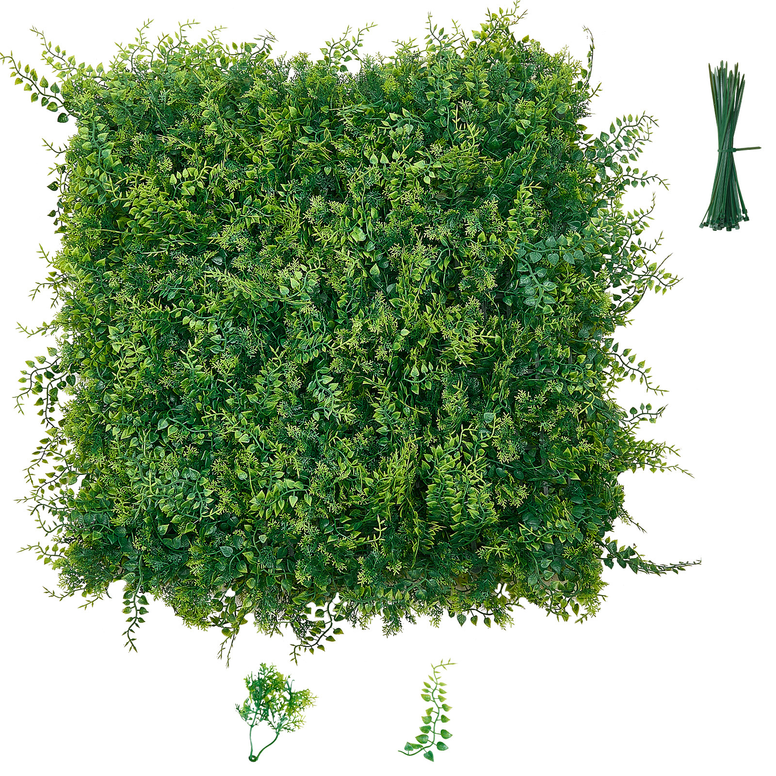 Image of Vevor Artificial Plant Wall, 12pcs 50.8 X 50.8 Cm Artificial Boxwood Panels, Sun Protection Greenery Backdrop Privacy Hedge Fence, Fake Grass Screen For Wedding, Indoor, Outdoor Garden, Backyard