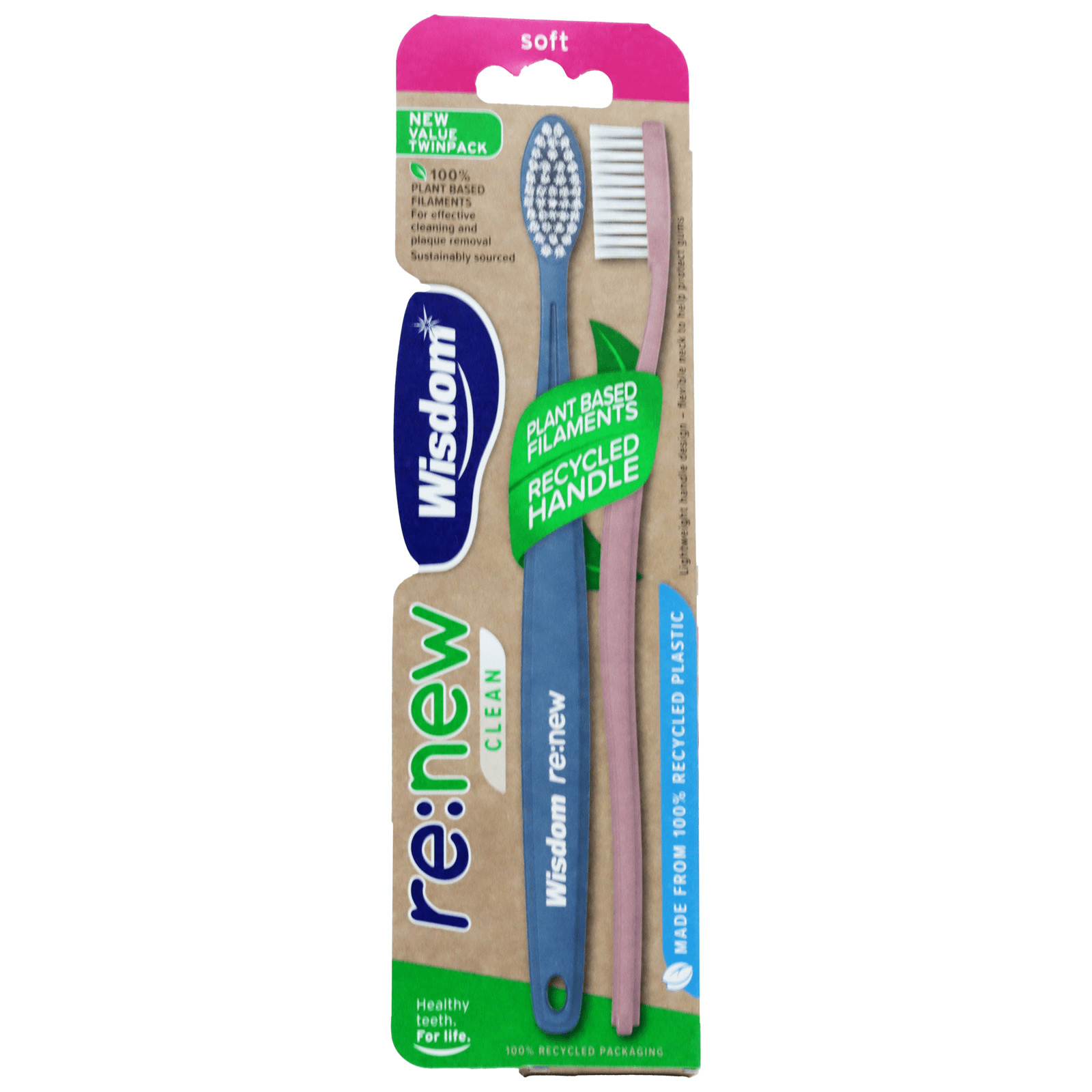Wisdom Re:New Soft Toothbrush, 2 Pack