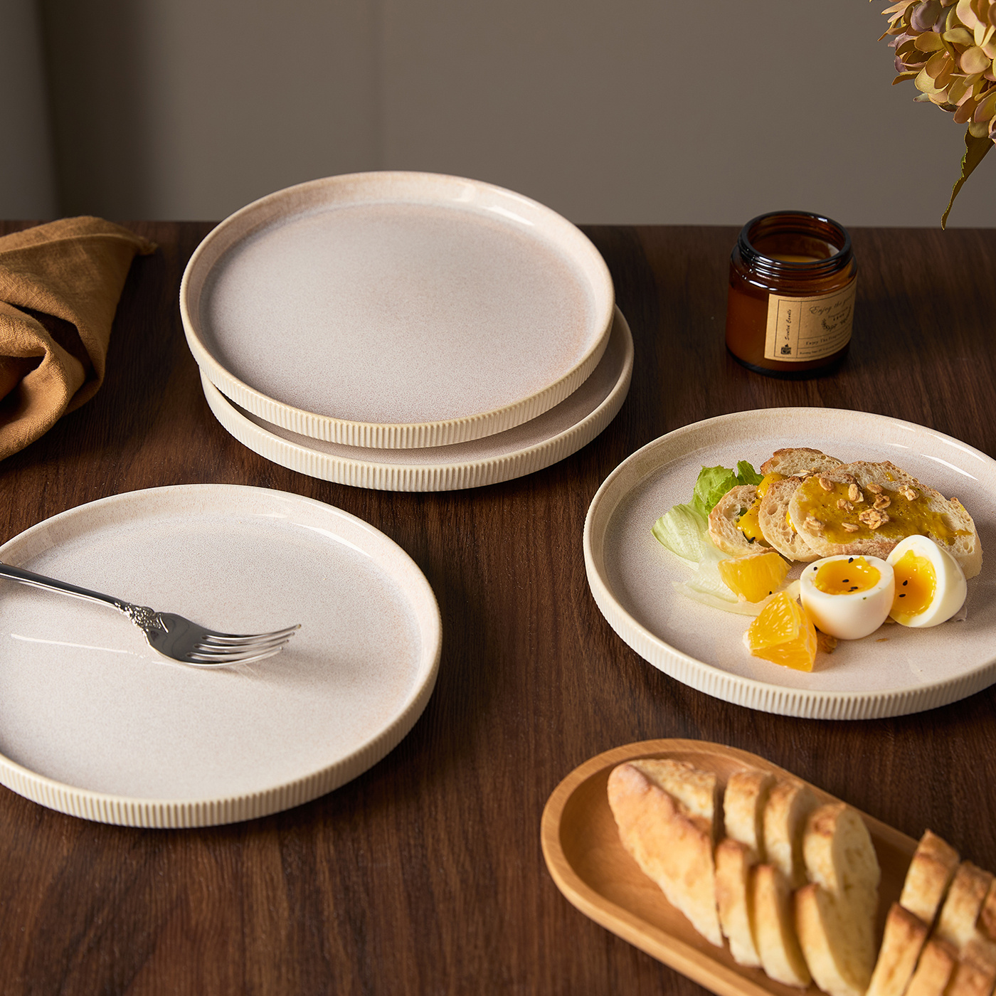 TEMU Ensemble de 4 pièces, 8 pouces, Ø20 cm, Service de vaisselle en céramique, Assiettes pour plat principal, Assiettes à steak, Assiettes à