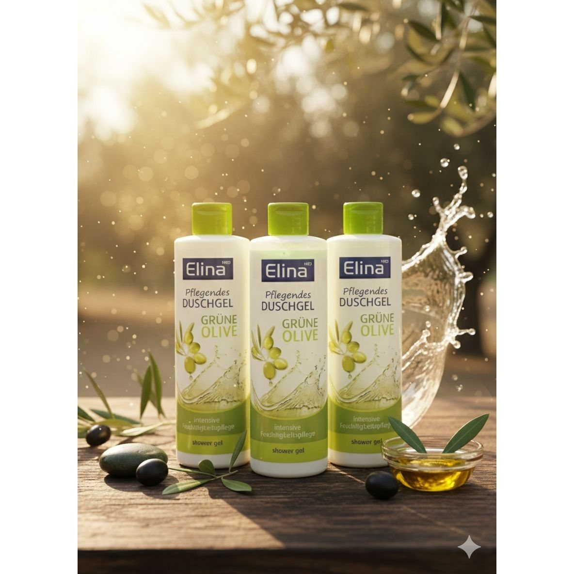 Image of Elina With Nourishing Shower Gel Green Olive Moisturizing Care For Daily Body Care