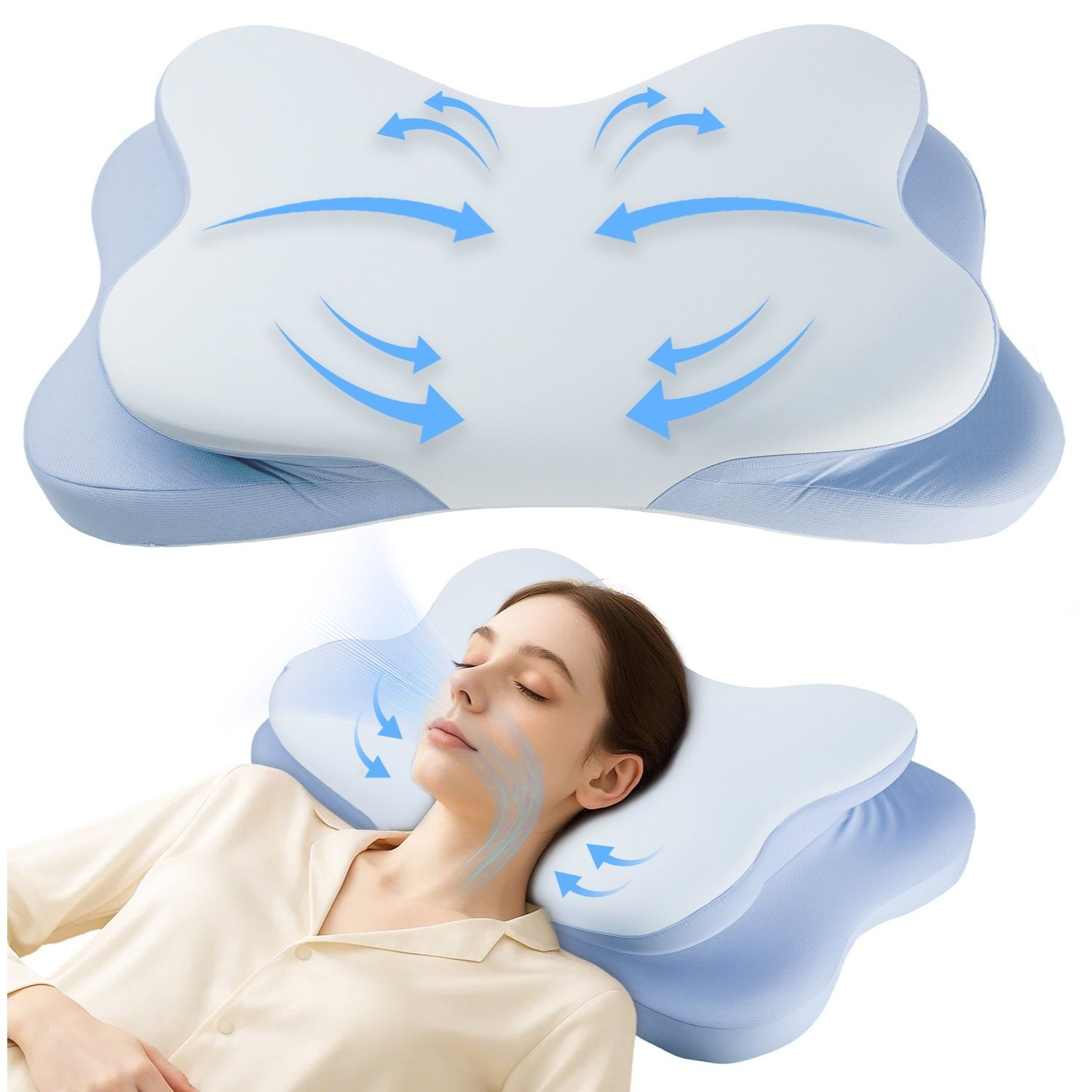 Image of Memory Foam Pillow – Ergonomic Support For All Sleeping – Removable & Washable Cover, Breathable Material (1 Piece)