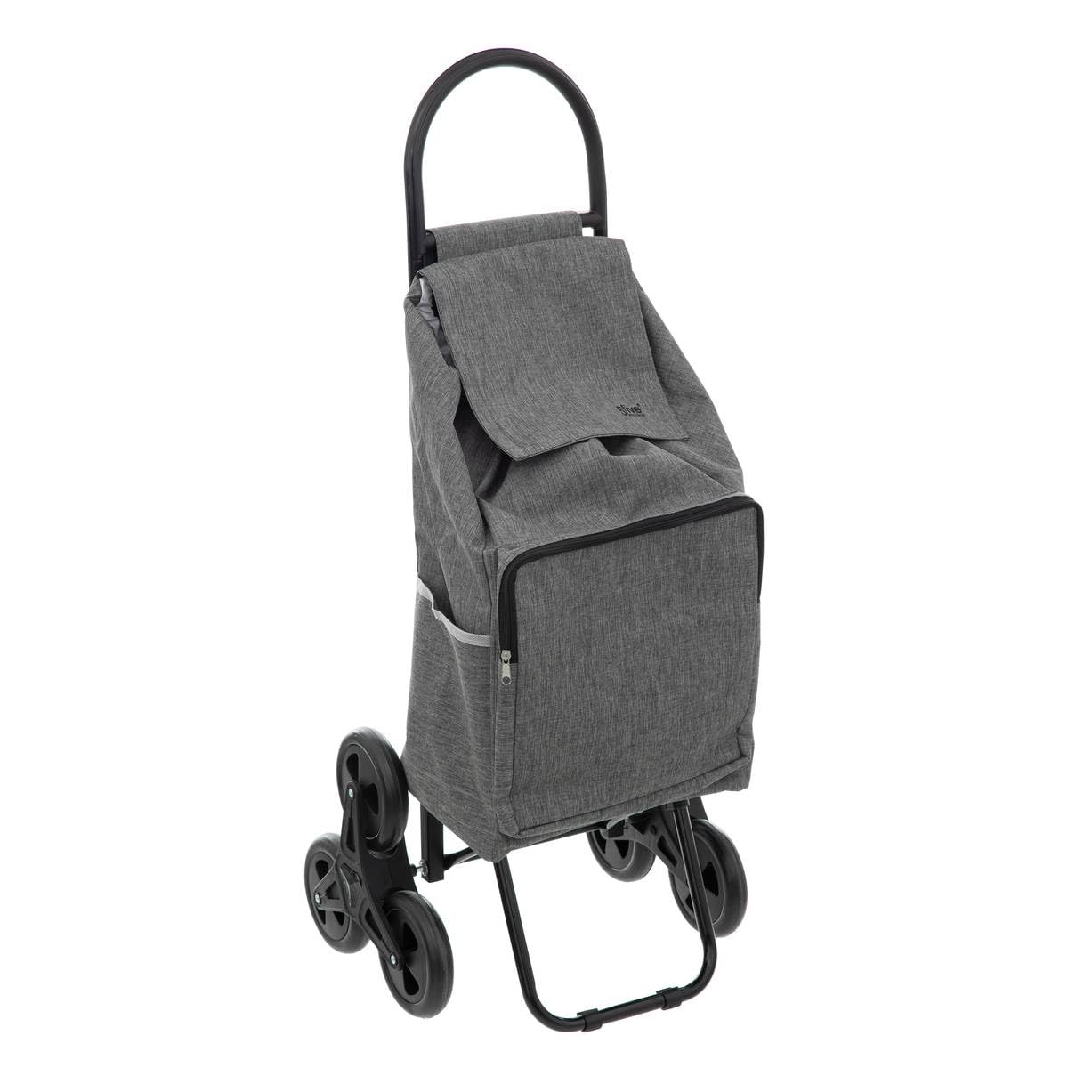 Image of Racing Cart 6 Wheels Metal Grey 40l - Light - Zip Pockets - Freshness Compartment - Removable Bag - Practical Storage