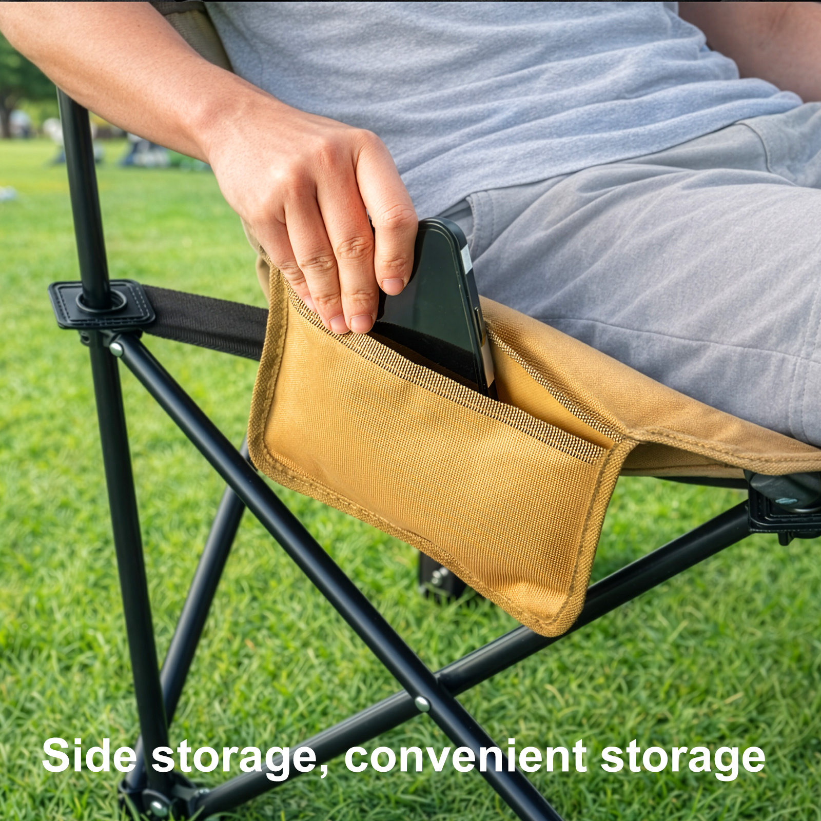 folding camping chair three position adjustable folding recliner 600d oxford cloth cushion thickened   portable patio lawn chair with storage bag suitable for outdoor camping beach picnics backyards and gardens details 7