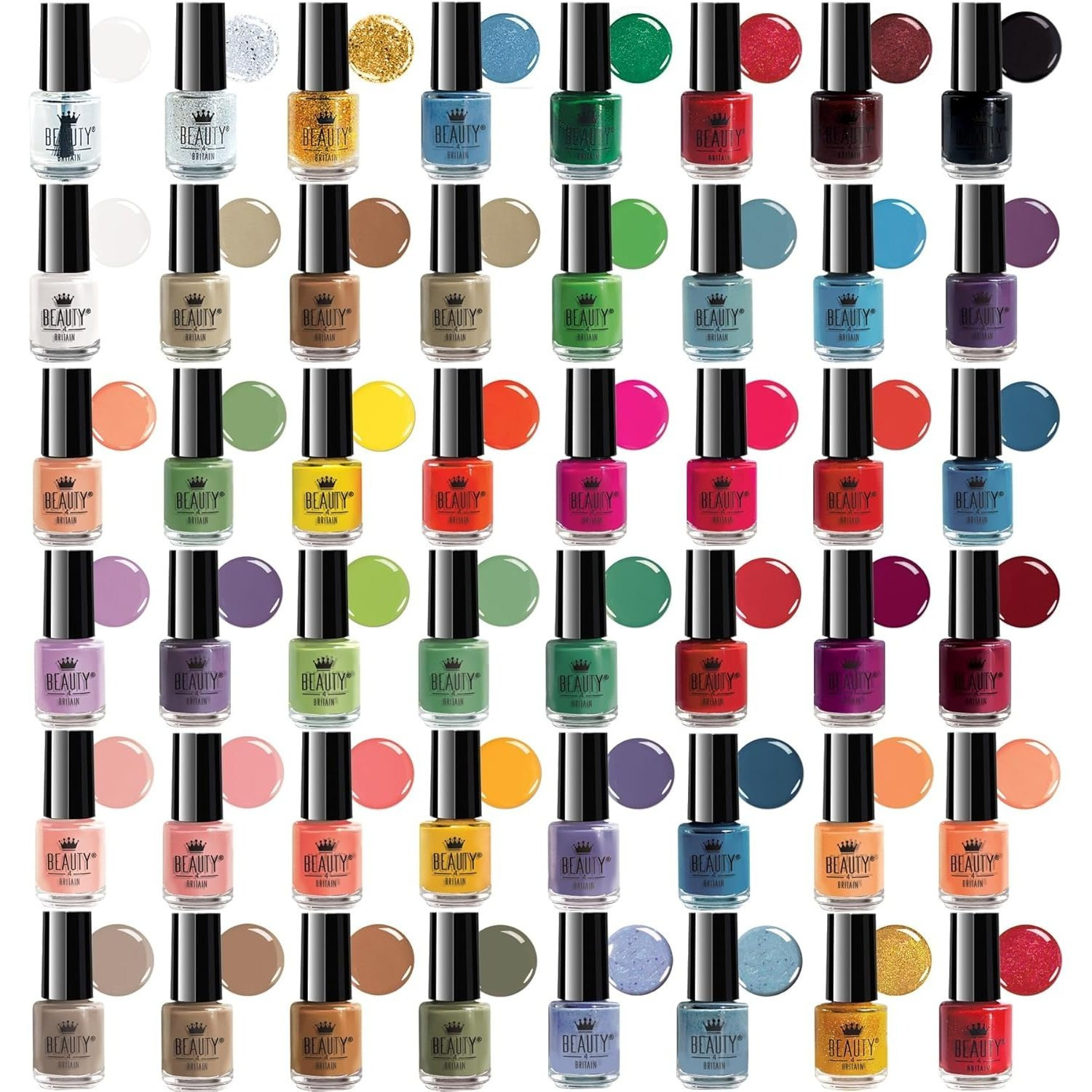 TEMU 48-piece Modern Nail Polish Collection With 2 Nail Art Sticker Sets & 2 Display Cases