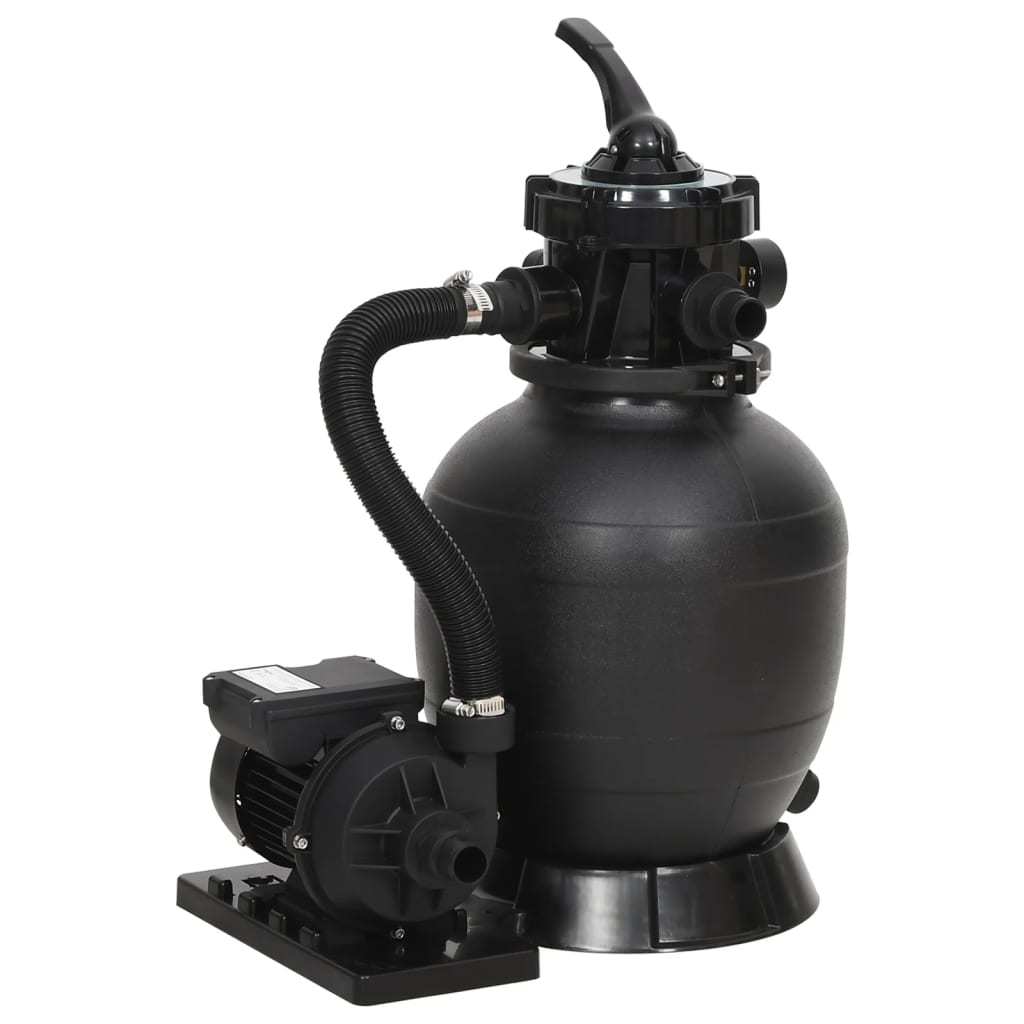 Vidaxl Pool Sand Filter With Valve, Sand Filter System, Sand Filter Pump, Filter Basket With Easy-to-read Pressure Gauge, Black