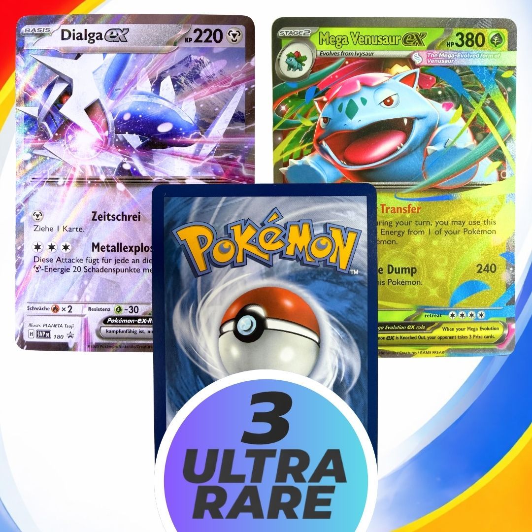 TEMU : Set Of 3 Ultra Rare Ex/v Pokémon Tcg Cards - Random Set Guaranteed No Duplicates - English Version