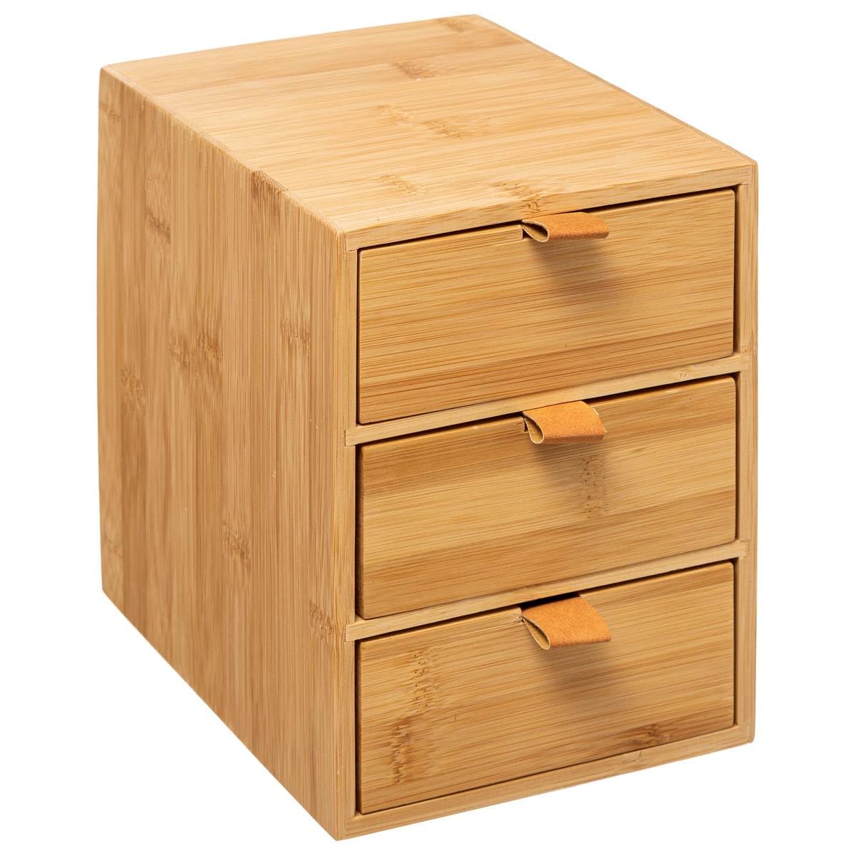 Temu Wood Boîte 3 Tiroirs Bambou