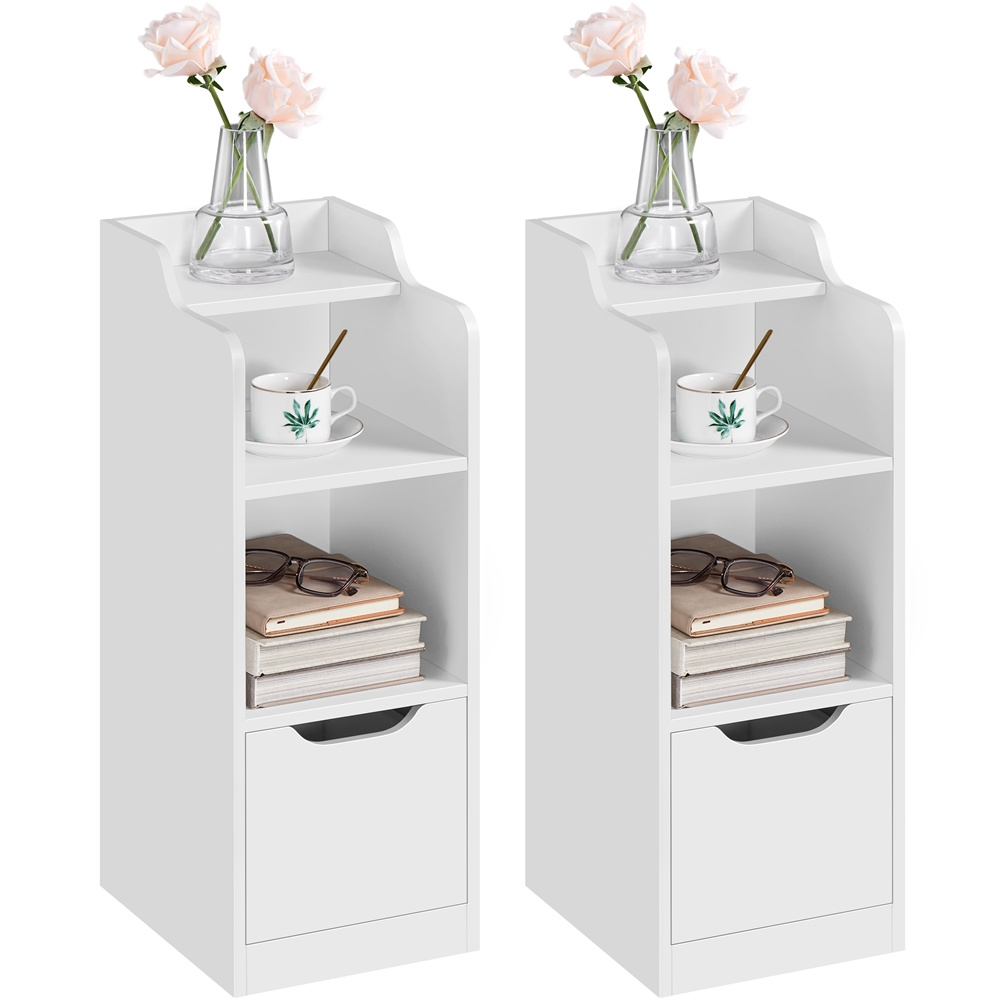 TEMU Mesita de noche Costoffs 25 cm cajón, estante y compartimento de almacenamiento, mesa auxiliar de noche