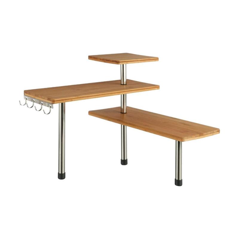 TEMU Etagère d'angle 3 niveaux en bambou et - Cuisine - Salle de bain ou sur un bureau - Idéal pour gagner de la place