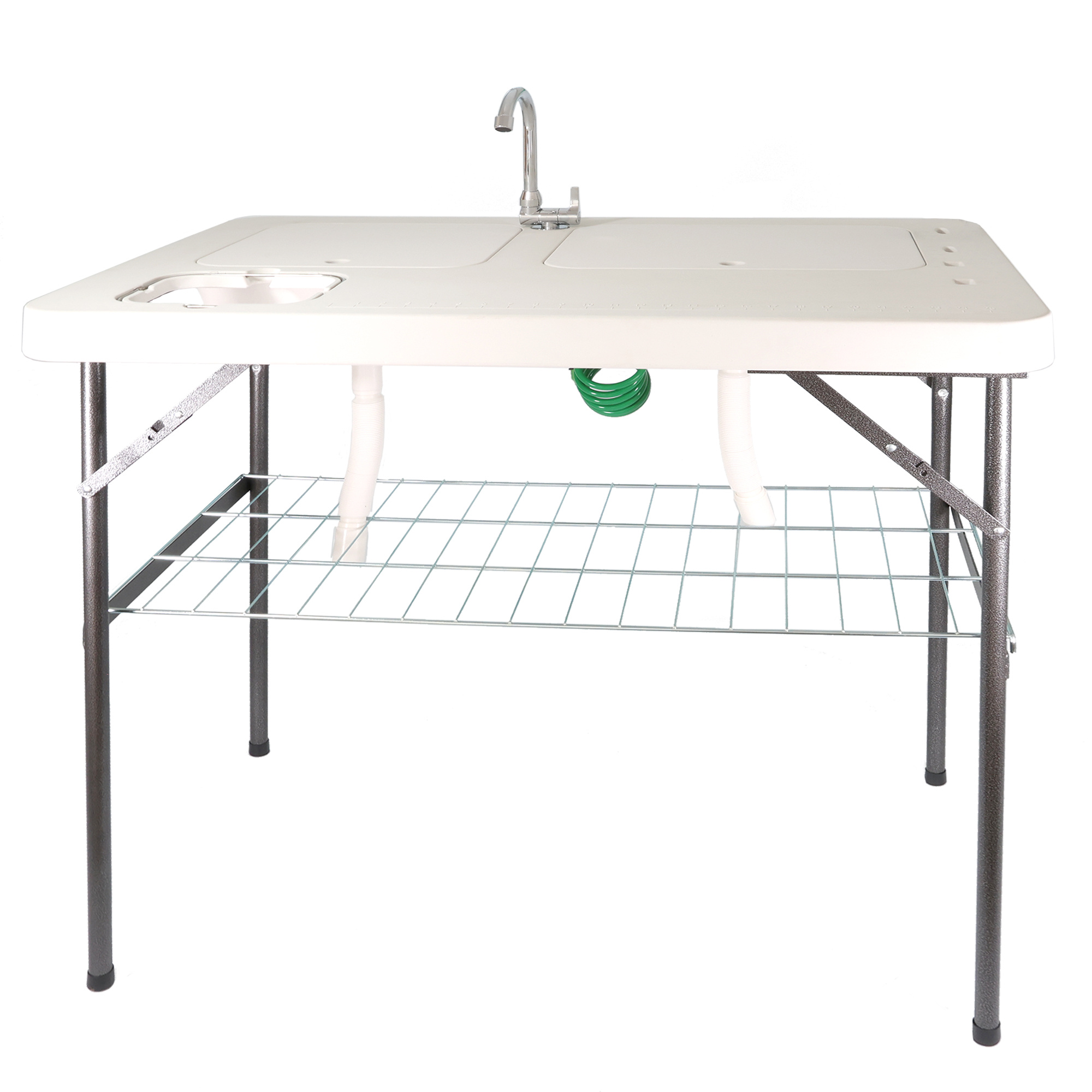 Foldable Filleting Table, Camping Sink With 2 And Spray Nozzle