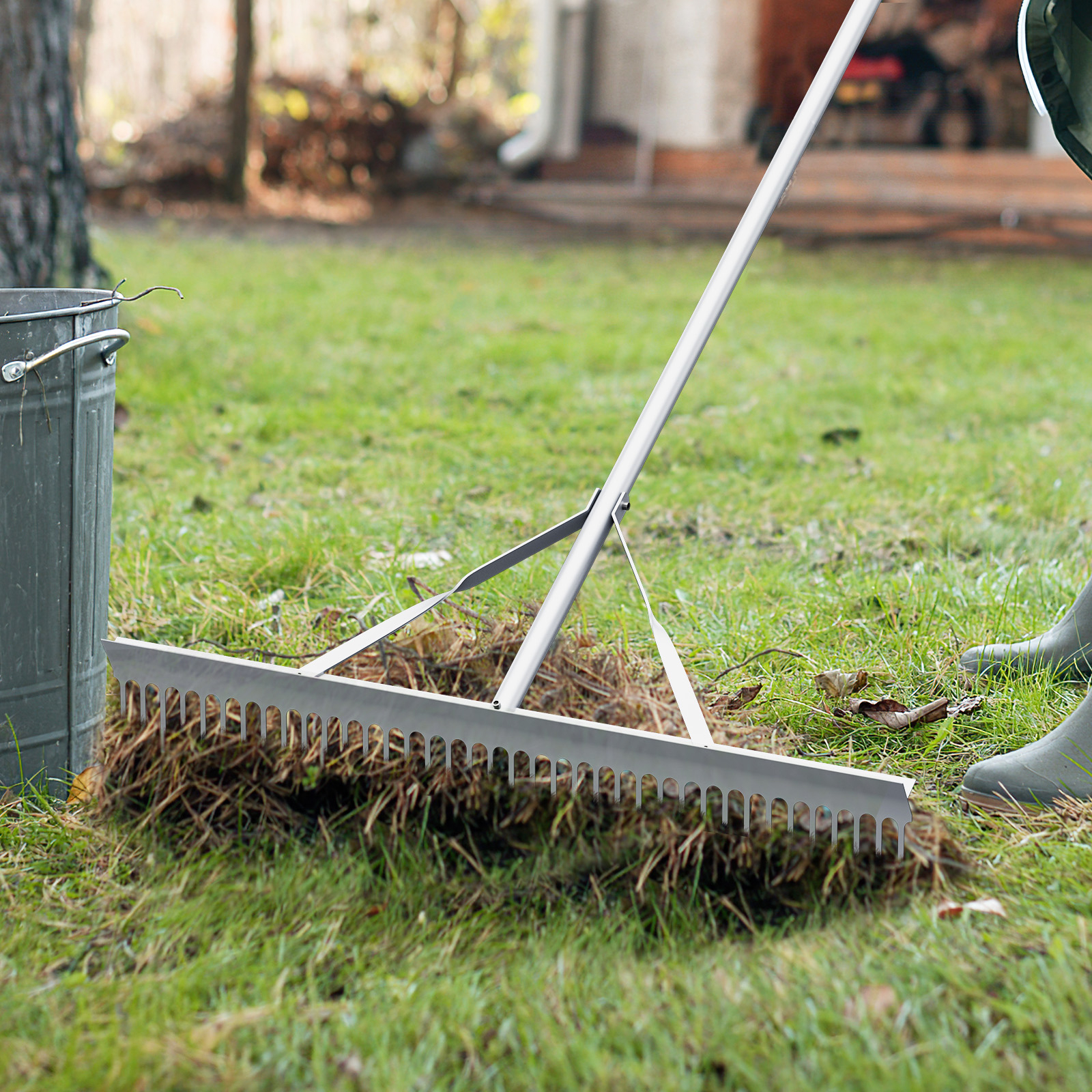 Image of Landscape Rake, Heavy-duty Aluminum Rake W/ 36" Wide Rake Head, 36 , 68" Long Handle, Yard Rake For Loosening Soil, Landscaping Lawn Care, Pond Beach Care, Metal Rake Tool