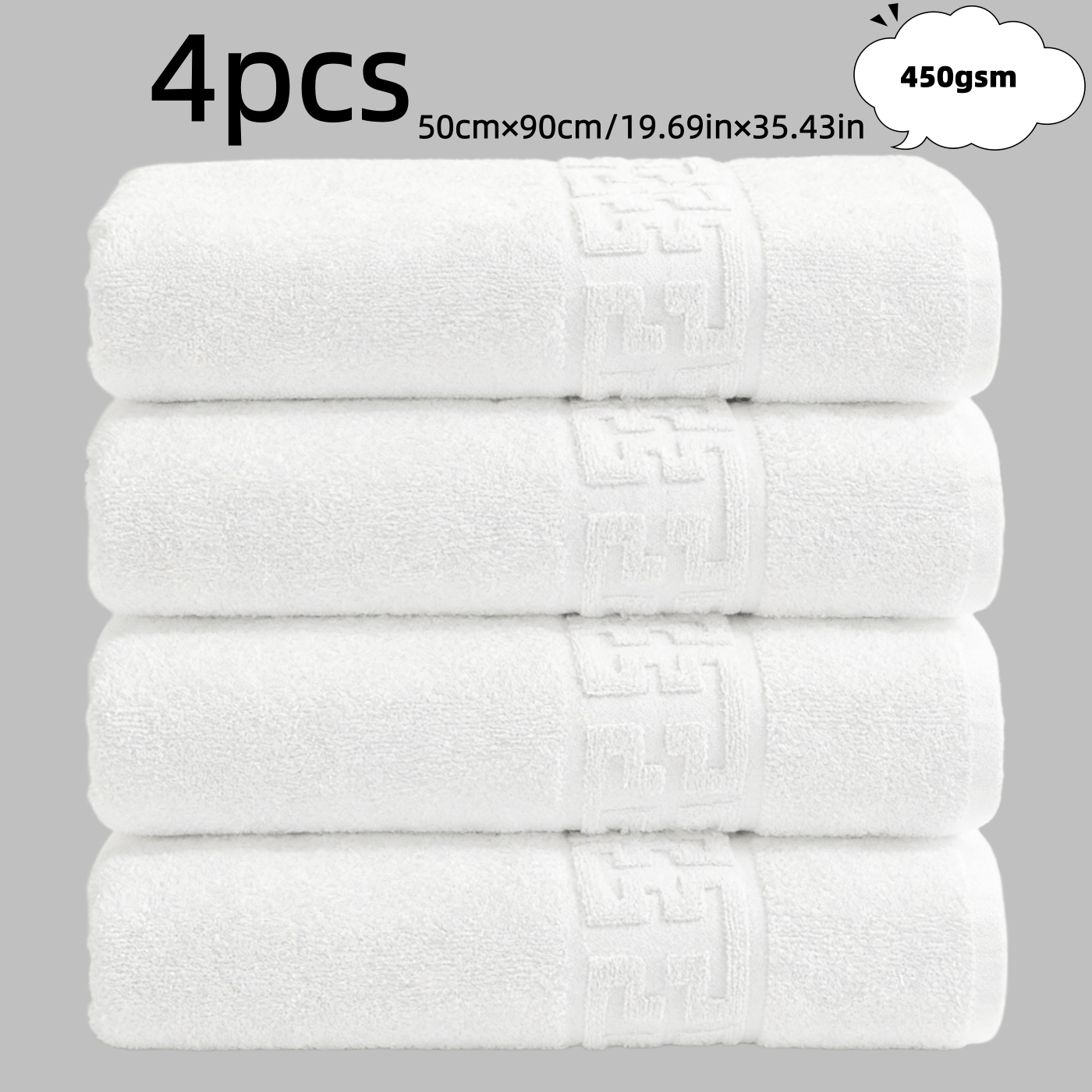 TEMU 4pcs Geometric Pattern Towel Set -50cm X 90cm, 500g/ Pure Soft And High Absorbent Towel, Elegant Geometric , , High Absorbent Lightweight Towel