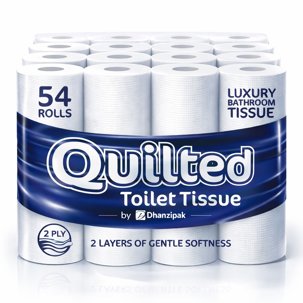 54 rolls of 2 ply premium quilted toilet paper   length per roll   strong   absorbent toilet tissue