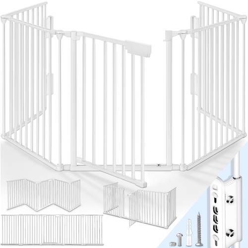 fireplace safety gate for babies no drilling required with door metal high barrier foldable child safety gate configurable pet gate extra large xxl