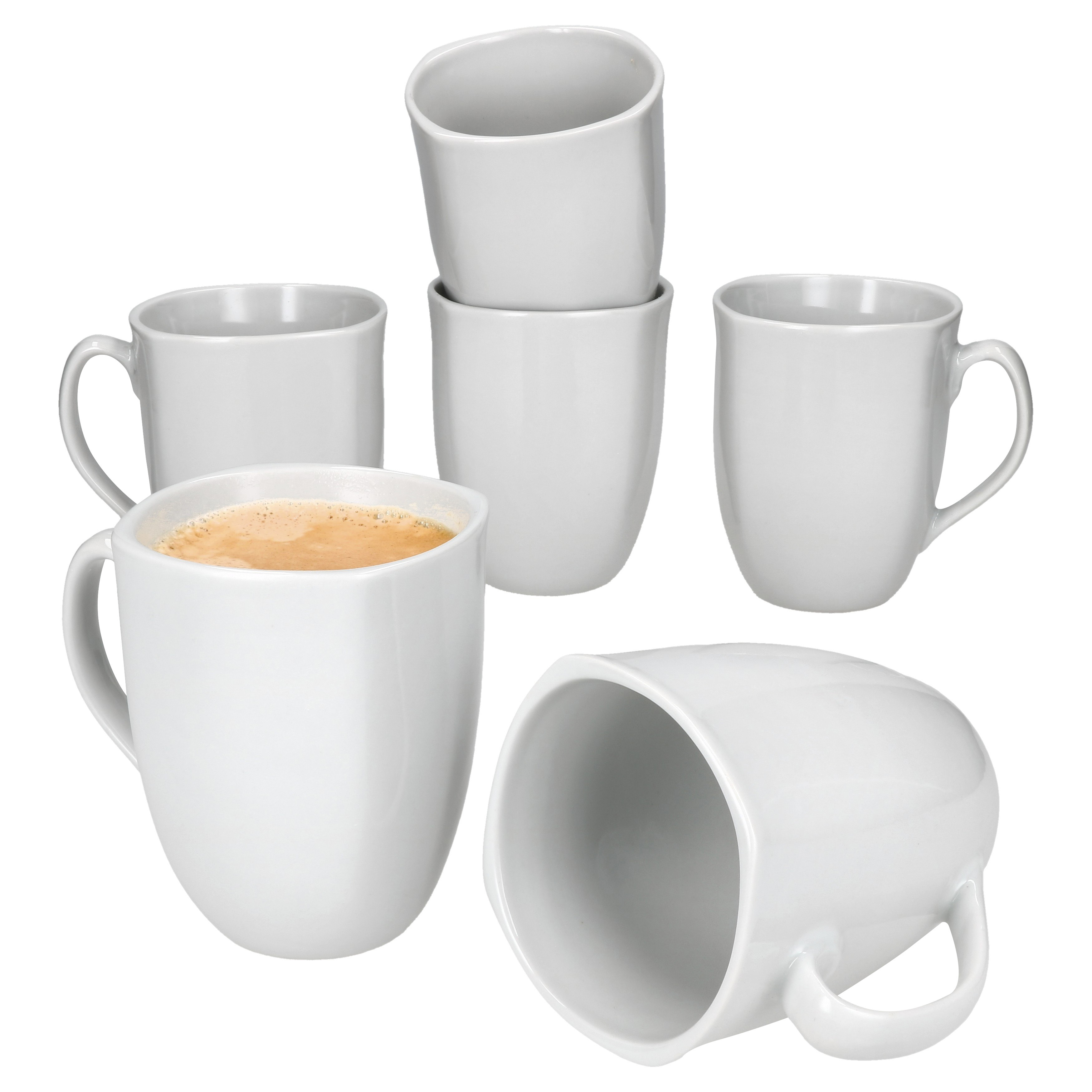 6-piece Set Coffee Mugs 300ml White Porcelain