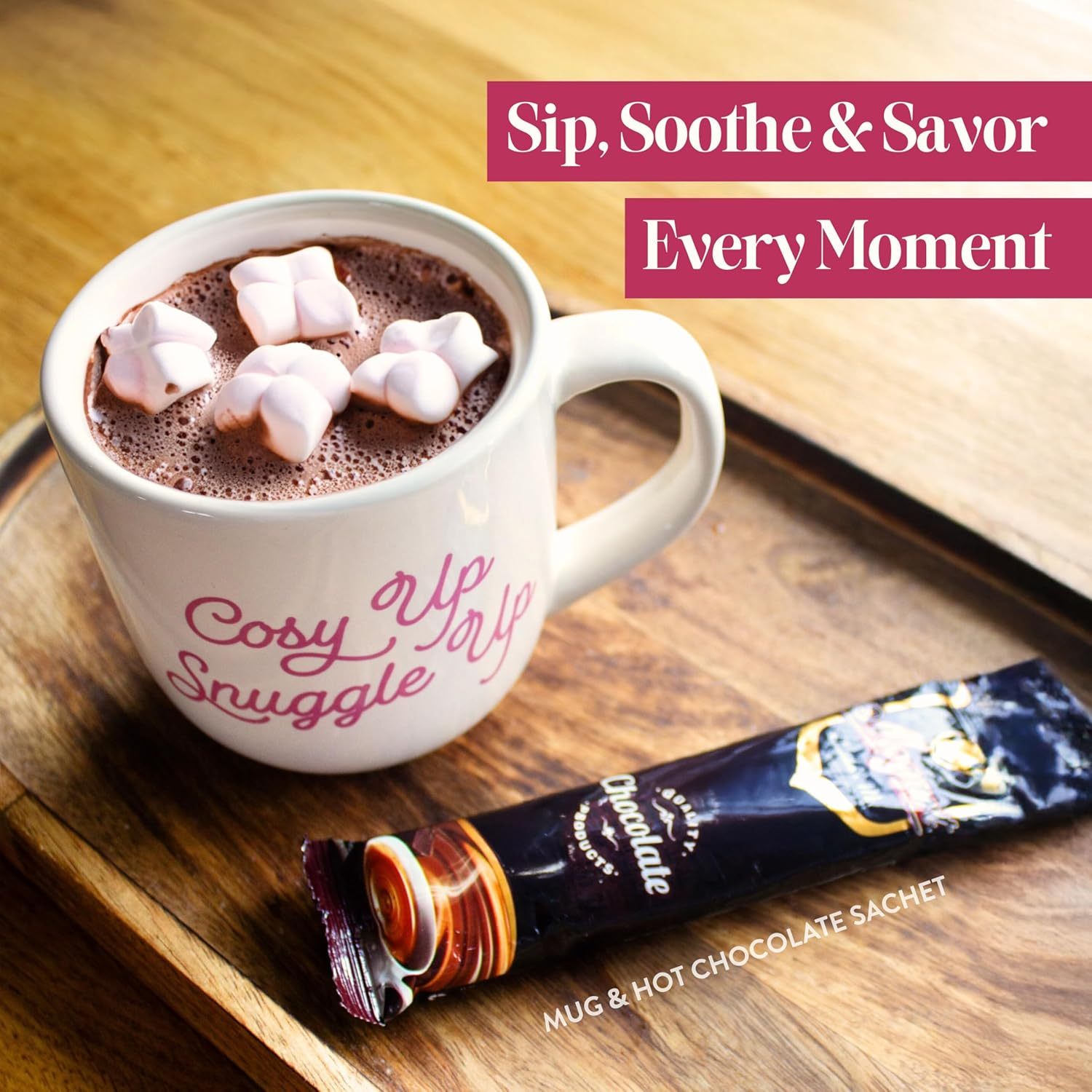 mothers day gift for her birthday   gifts for women with scented candle pink socks hot chocolate sachet best   card self   gifts for mum hot chocolate gift set details 4