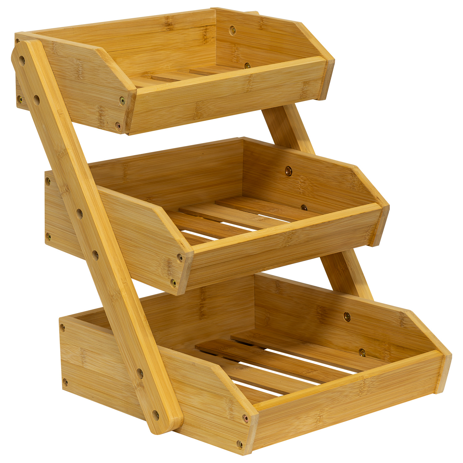TEMU Woodside 3-tier Bamboo Fruit Basket & Bowl Holder – Natural Kitchen Storage & Display Stand