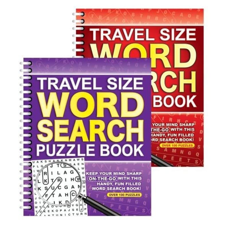 TEMU A5 Spiral Bound Travel Size Word Search Puzzle Books 100+ Puzzles Per Book Pink & Blue - Set Of 2