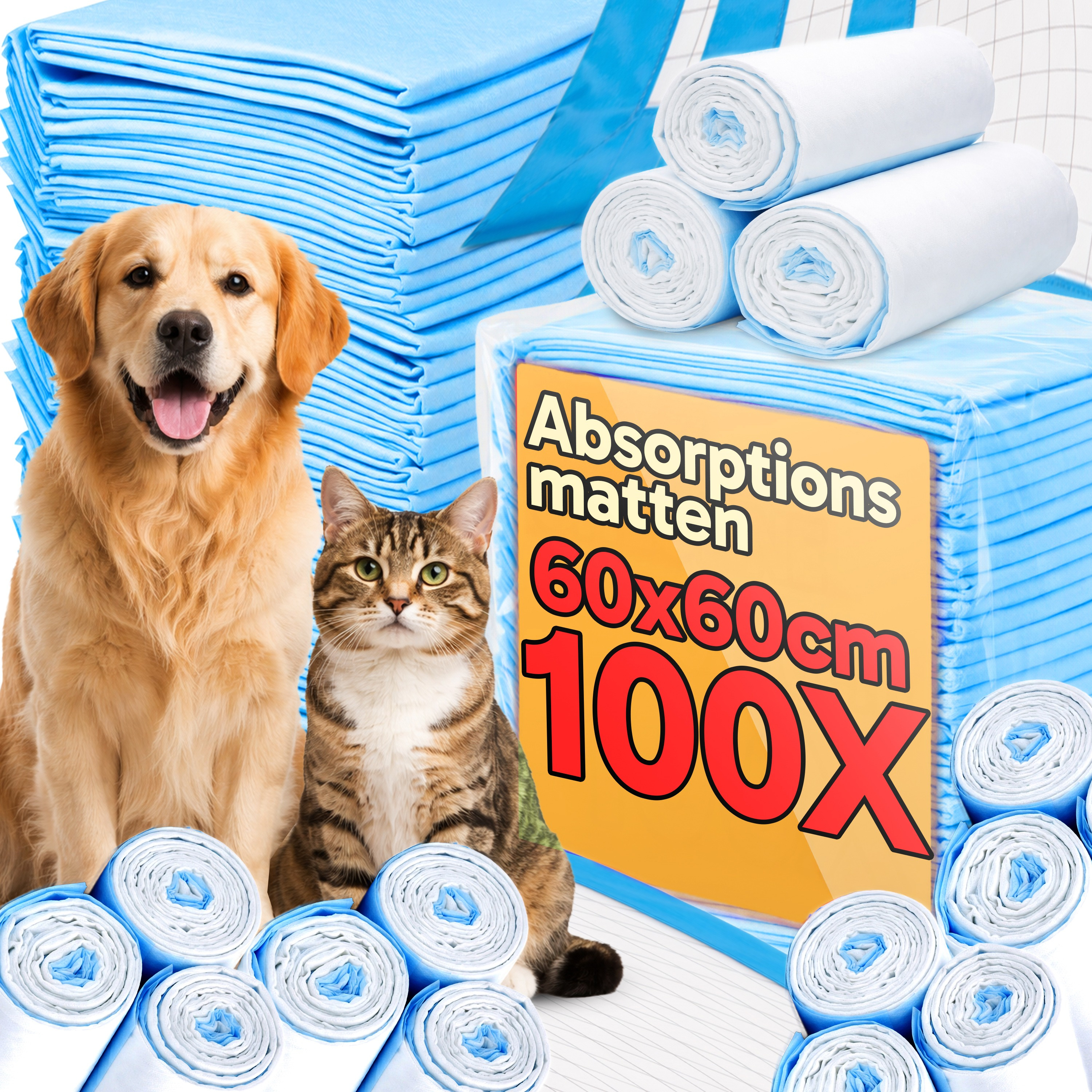 Single-use Hygienic Underpads 60x60 Cm - 100pcs - Absorbent Protective Mats For Home Use And For Animals