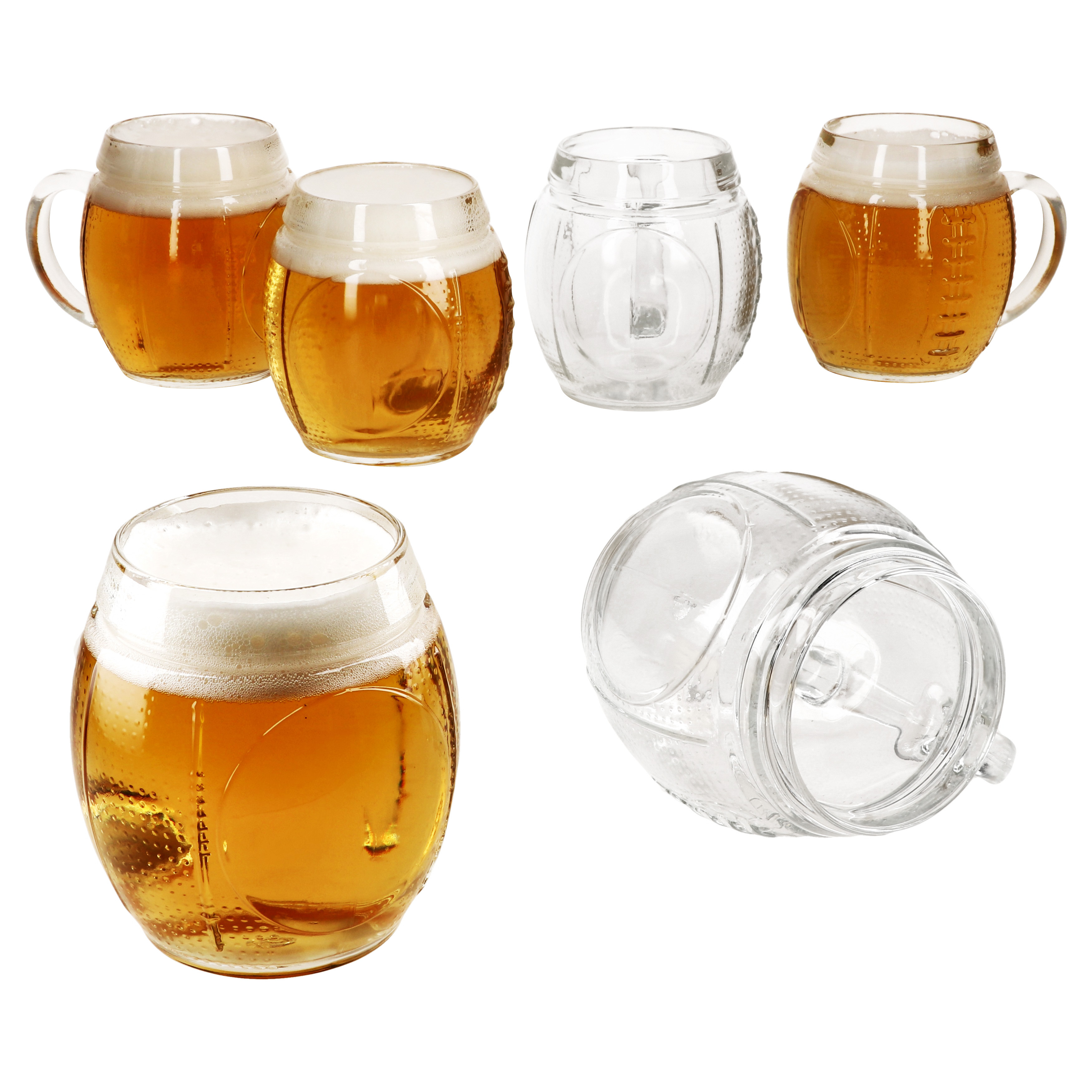 Image of 6x Football Beer Glasses 0.5l Calibrated Pill Relief 6-person Beer Mugs Made Of Glass