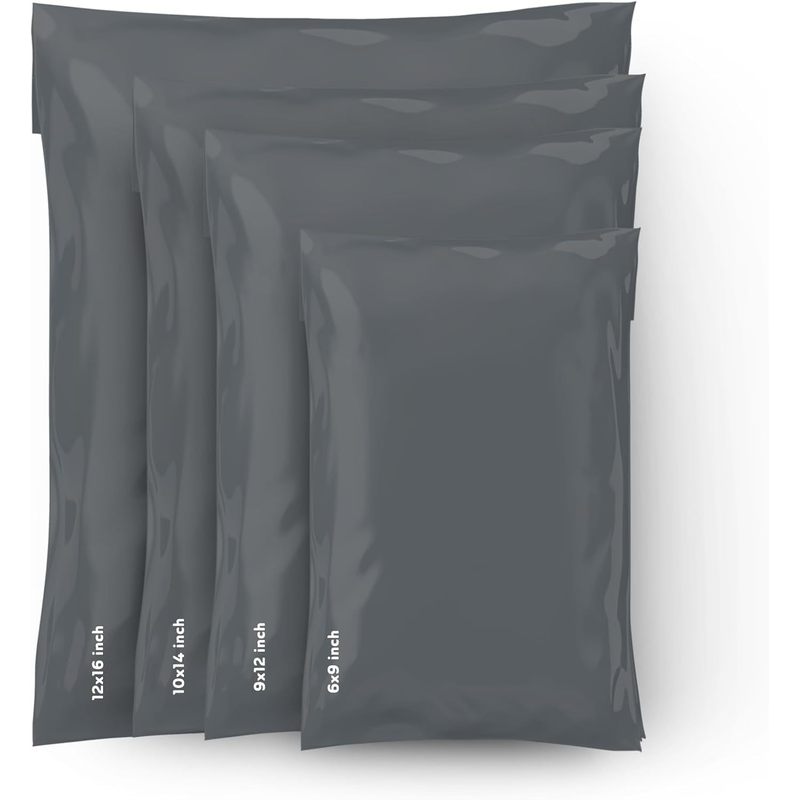 100 mixed size grey mailing postal bags self seal closure packaging mailers delivery mailing bag flexible and tempered proof 4 sizes small to large postal mailers 25 each