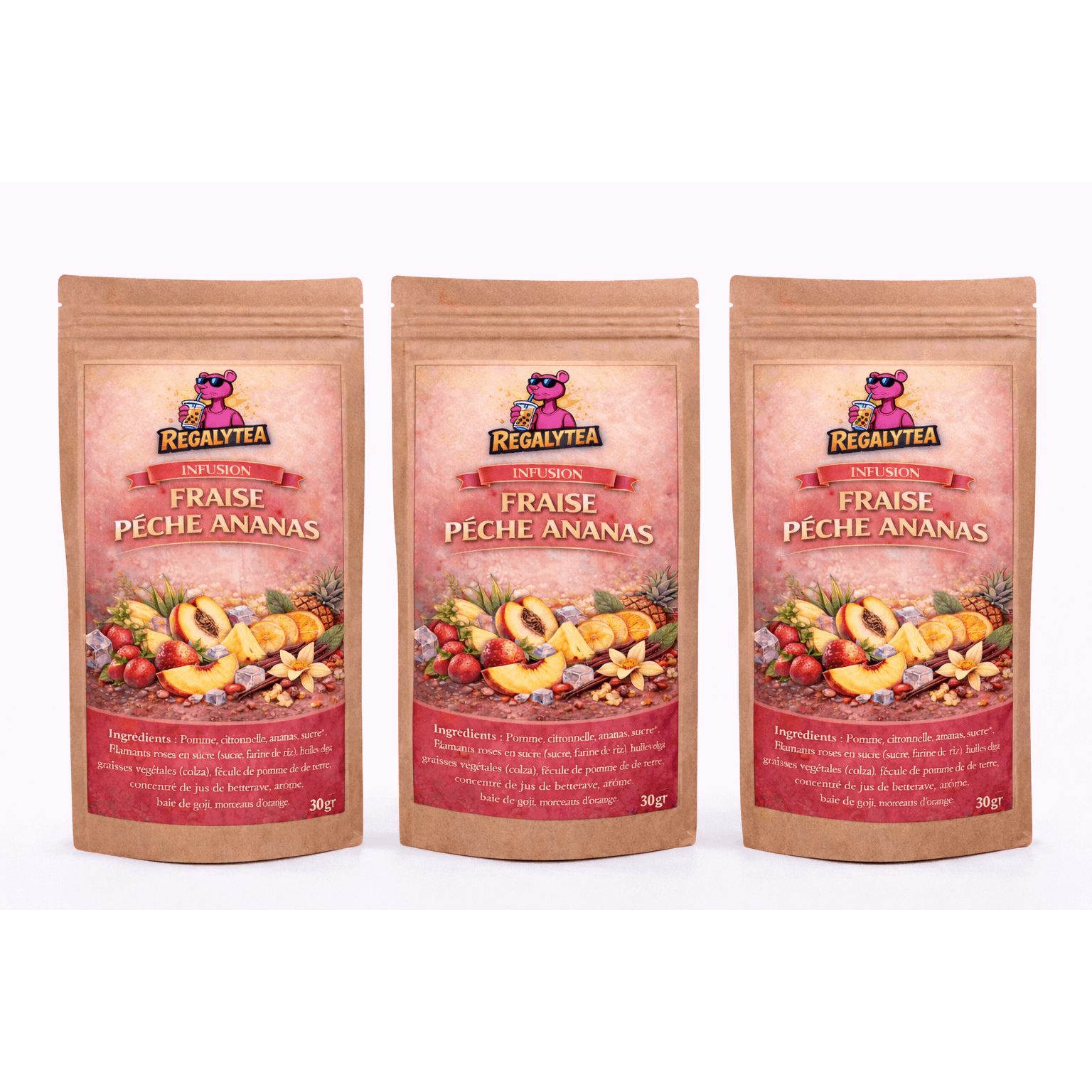 Leak-proof Infusion Trio "strawberry Peach Pineapple" 3*30g