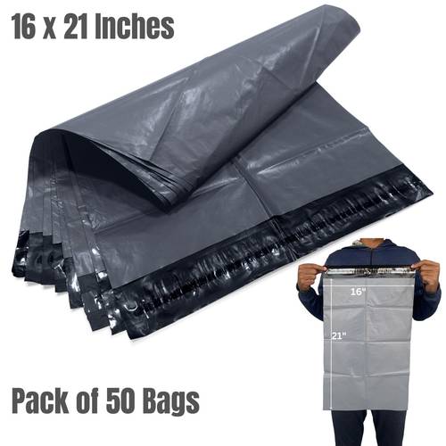 50pcs of large grey parcel bags 16 x 21 405 x 533 mm self seal large grey mailer bags 16x21 large postage bags courier mailer plastic grey large mailing bags 16x21 envelopes shipping bags waterproof and tear proof postal mailer courier bag