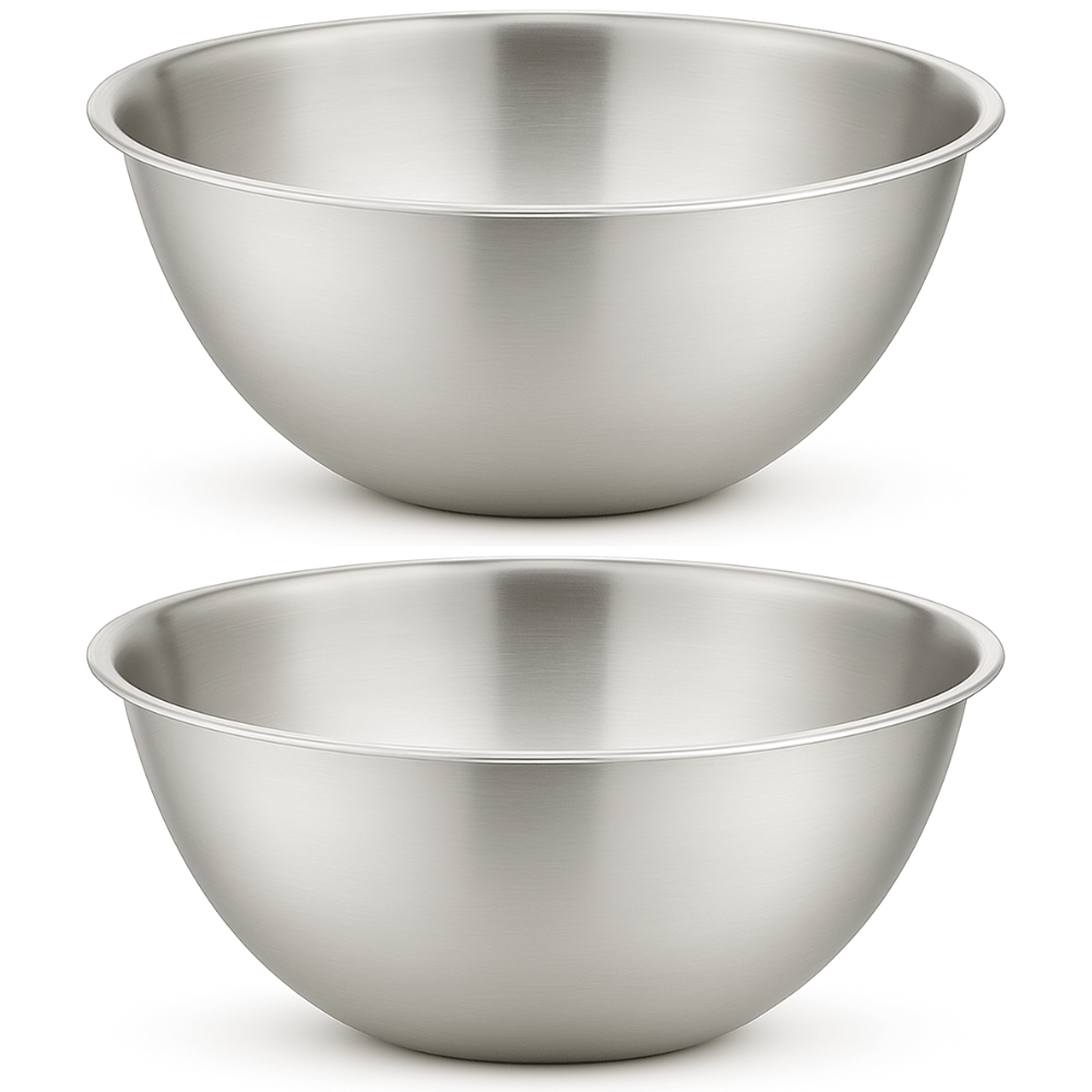 TEMU Pack Of 2 Stainless Steel Mixing Bowl 30cm | Mirror Polished Nesting Bowl For Baking Cooking & Food Prep | Lightweight Bowl | Dishwasher Safe