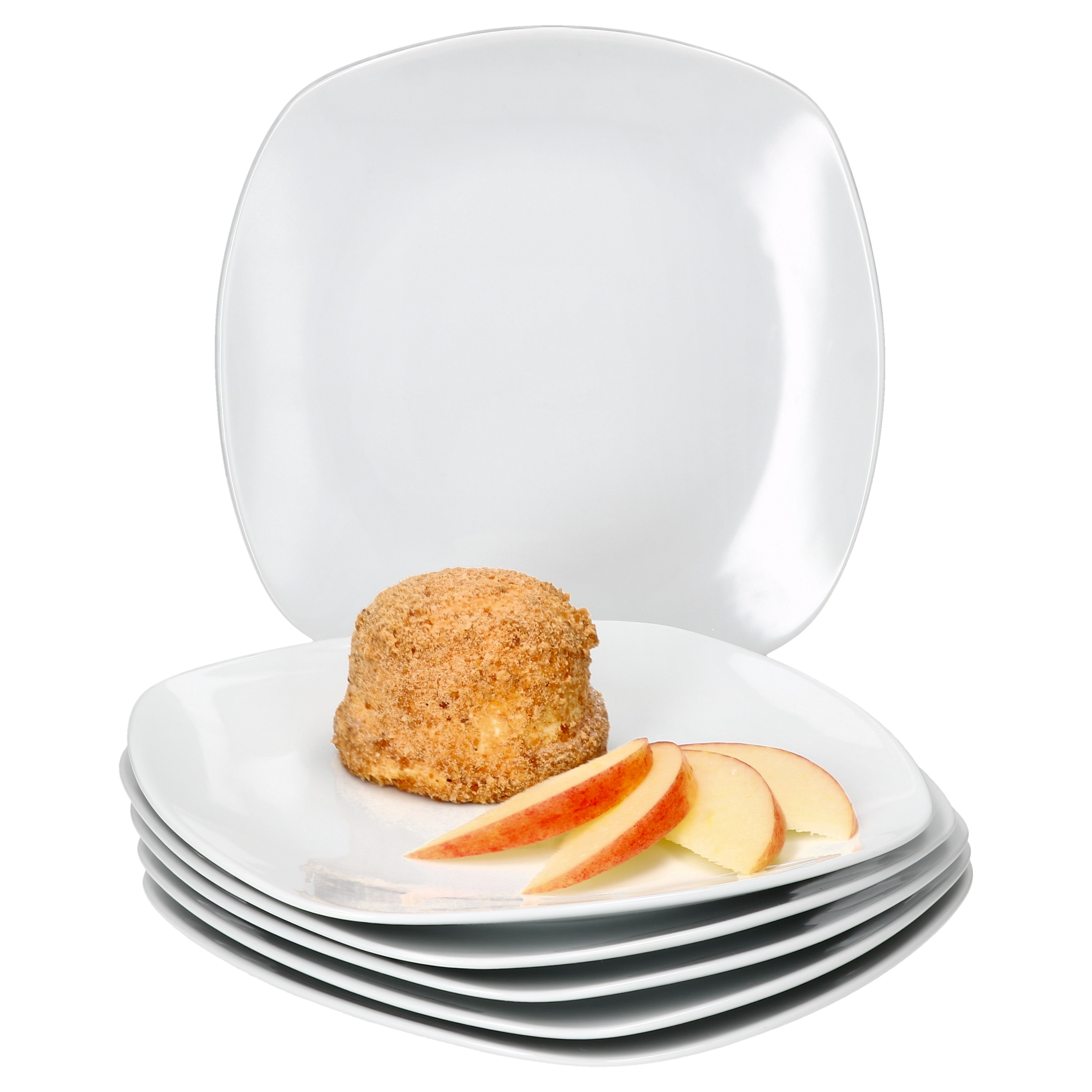 6-piece Set White Porcelain Dessert Plates