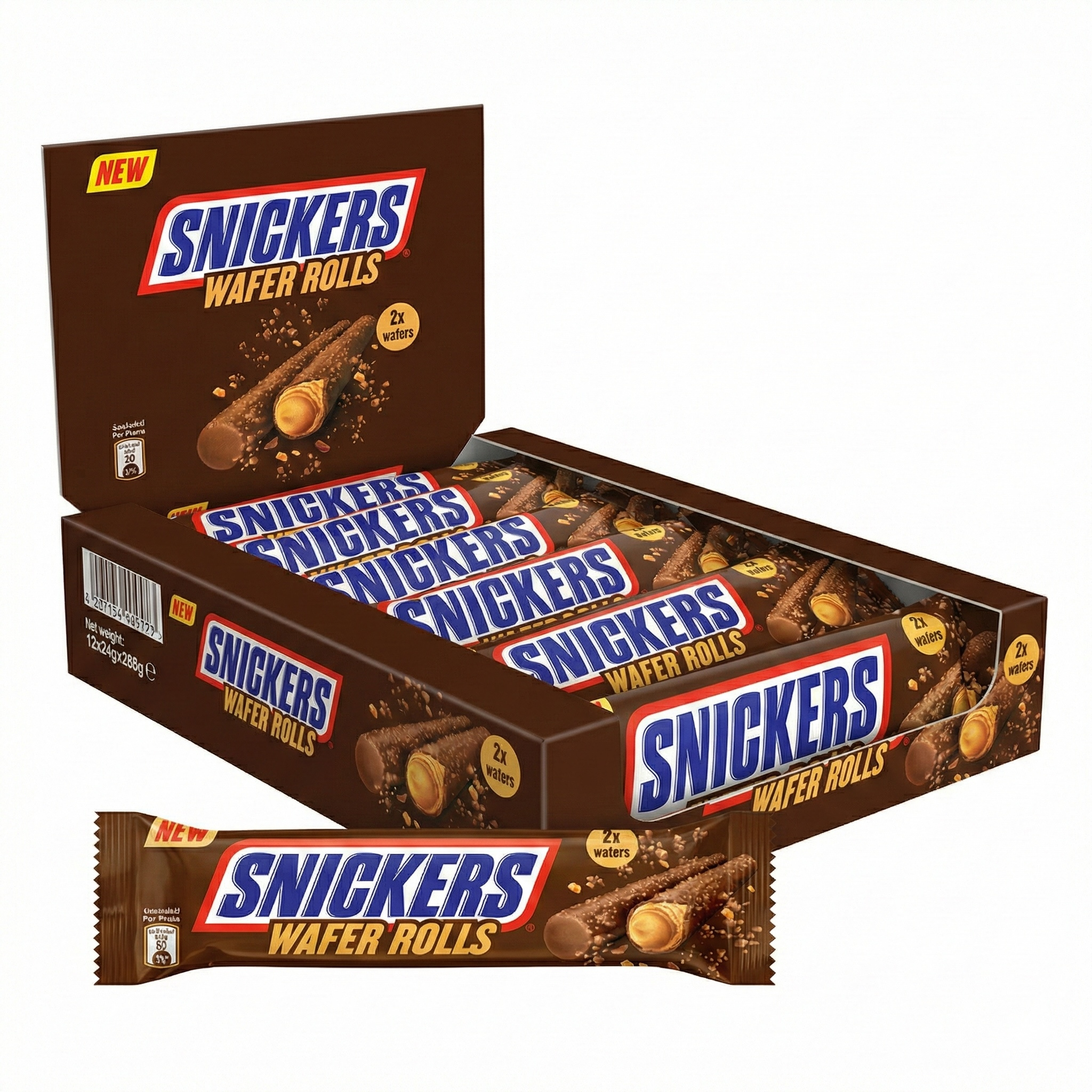 E-shop Snickers Wafer Rolls – 12er Pack (12 x 24g) – Knusprige Waffelröllchen mit Erdnusscreme & Karamell – Schokoladensnack für unterwegs