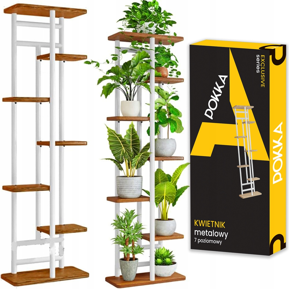 TEMU Soporte para flores de metal de 7 niveles, soporte plegable para plantas para el hogar o jardín