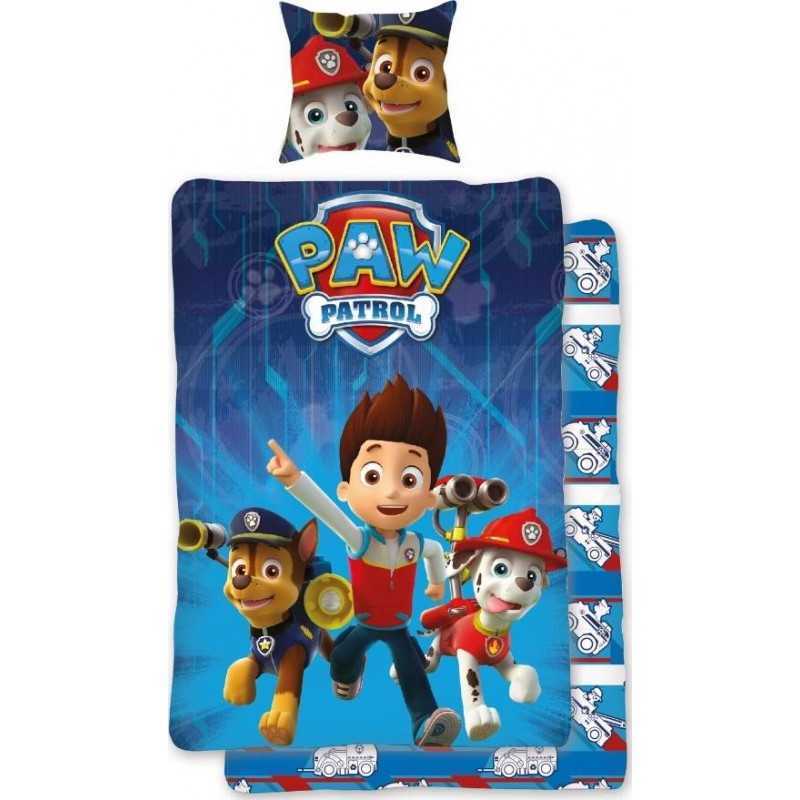 TEMU Parure de lit Pat’ Patrouille Officielle 100% Coton 140x200 cm + 1 taie d'oreiller 63x63 cm - Paw Patrol