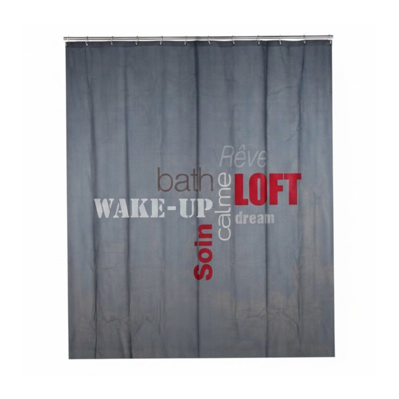 Image of Luxury Shower Curtain 180x200cm Waterproof – Design Modern Grey/beige – Bathroom Upgrade . 12 Rings – Fabric-effect Textile-look Shower , Bathtub Curtain