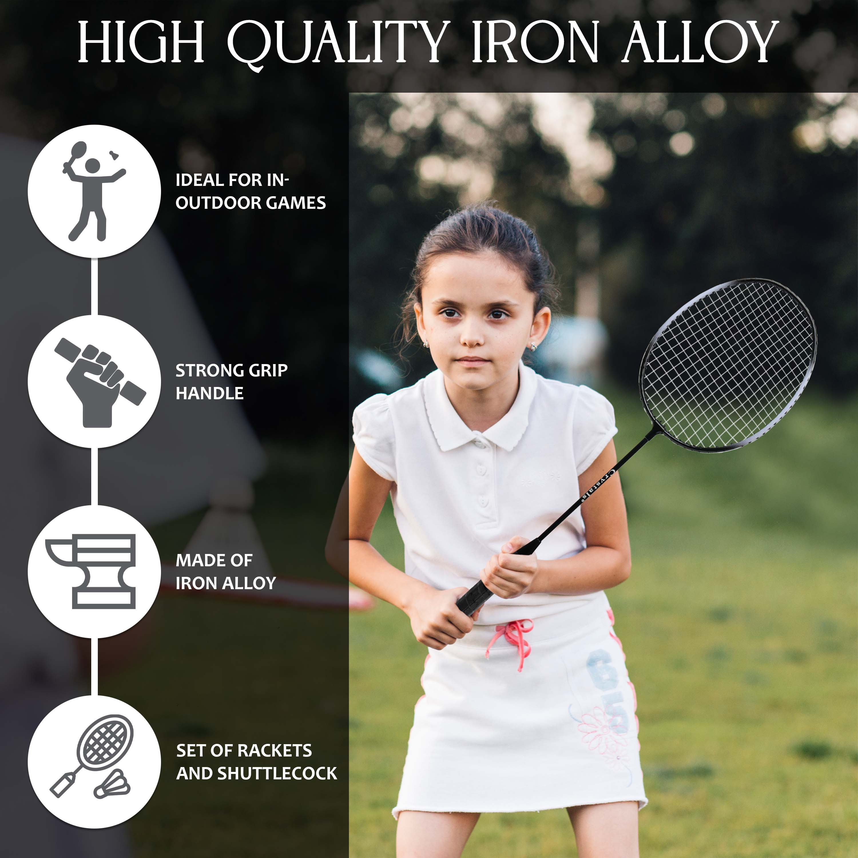 Badminton Racket Set for 2 Players, Includes Racquets, Shuttlecocks & Carry Bag