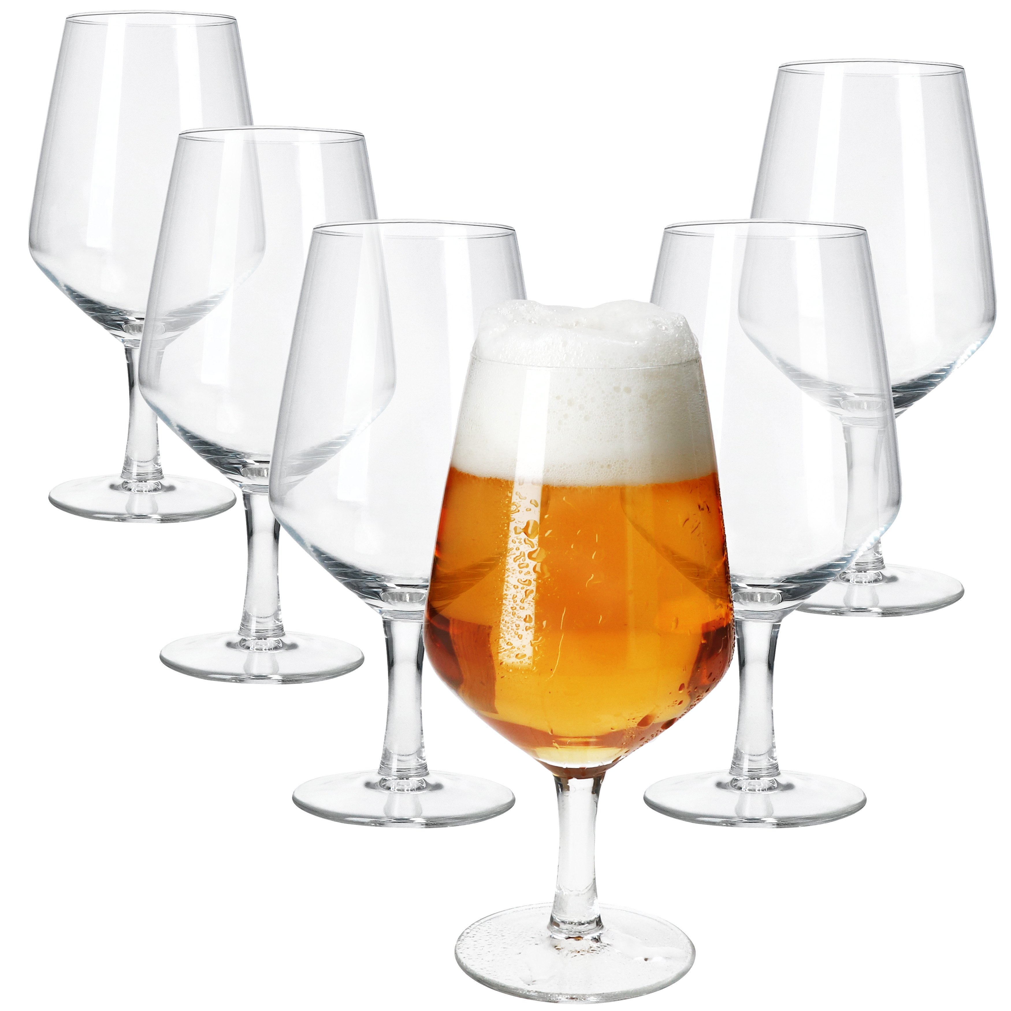 E-shop 6x Carré Bierglas 400ml mit Fuß Biergläser klar 0,35L aus Glas Bier-Kelch