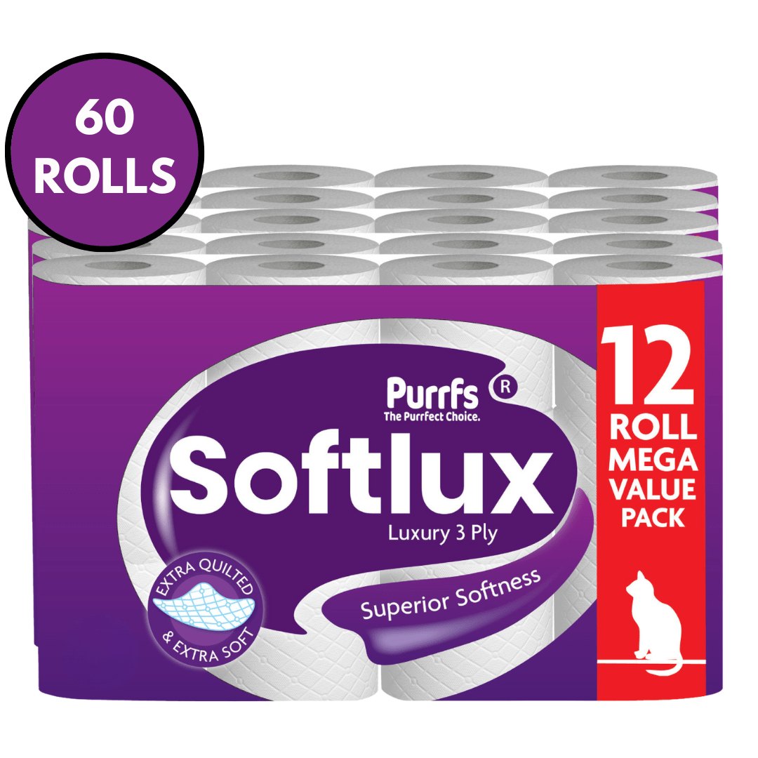 TEMU 60 Toilet Rolls Softlux Large Thicker Paper 3 Ply - Non Scented Luxury Quilted Toilet Paper - Wipes, Unscented, 2 X More Absorbent